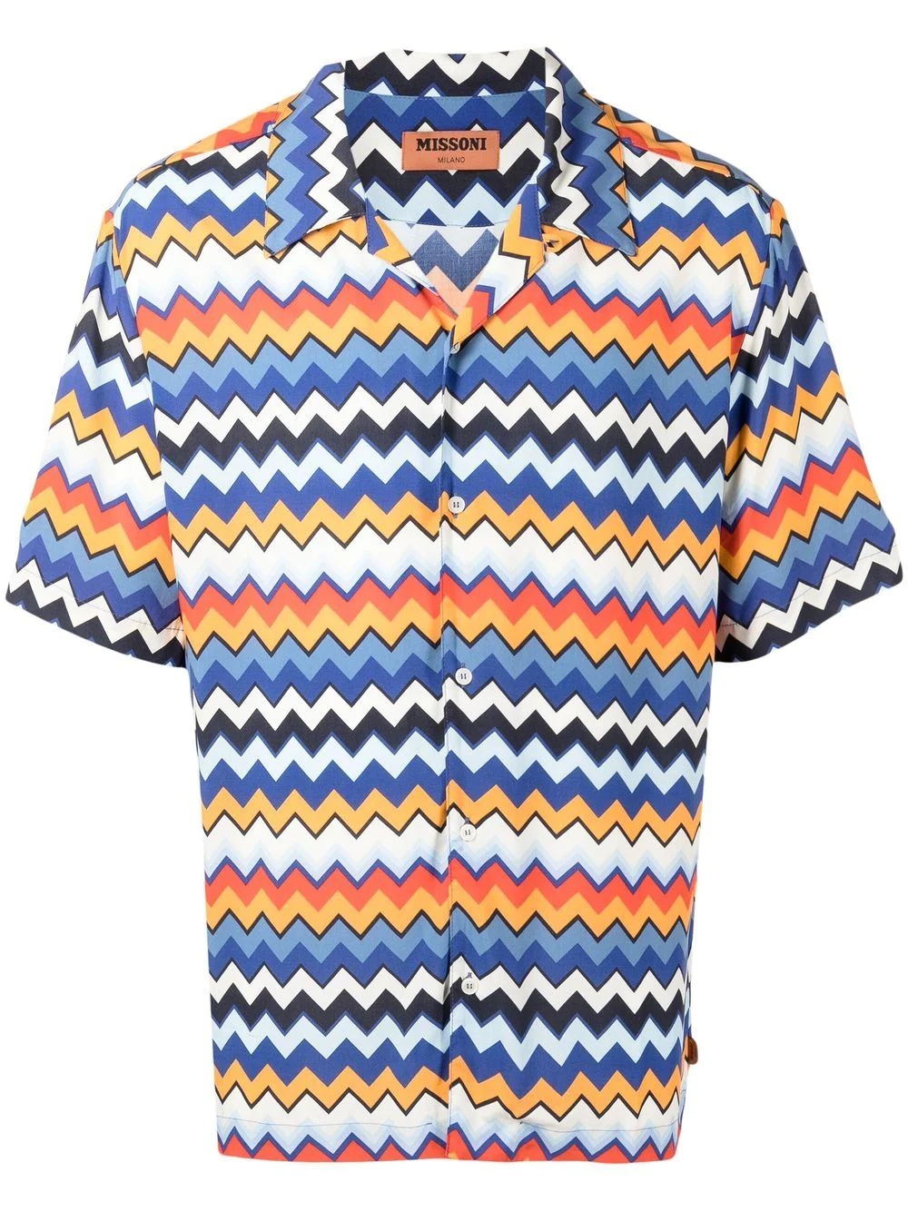 chevron-print short-sleeved shirt - 1