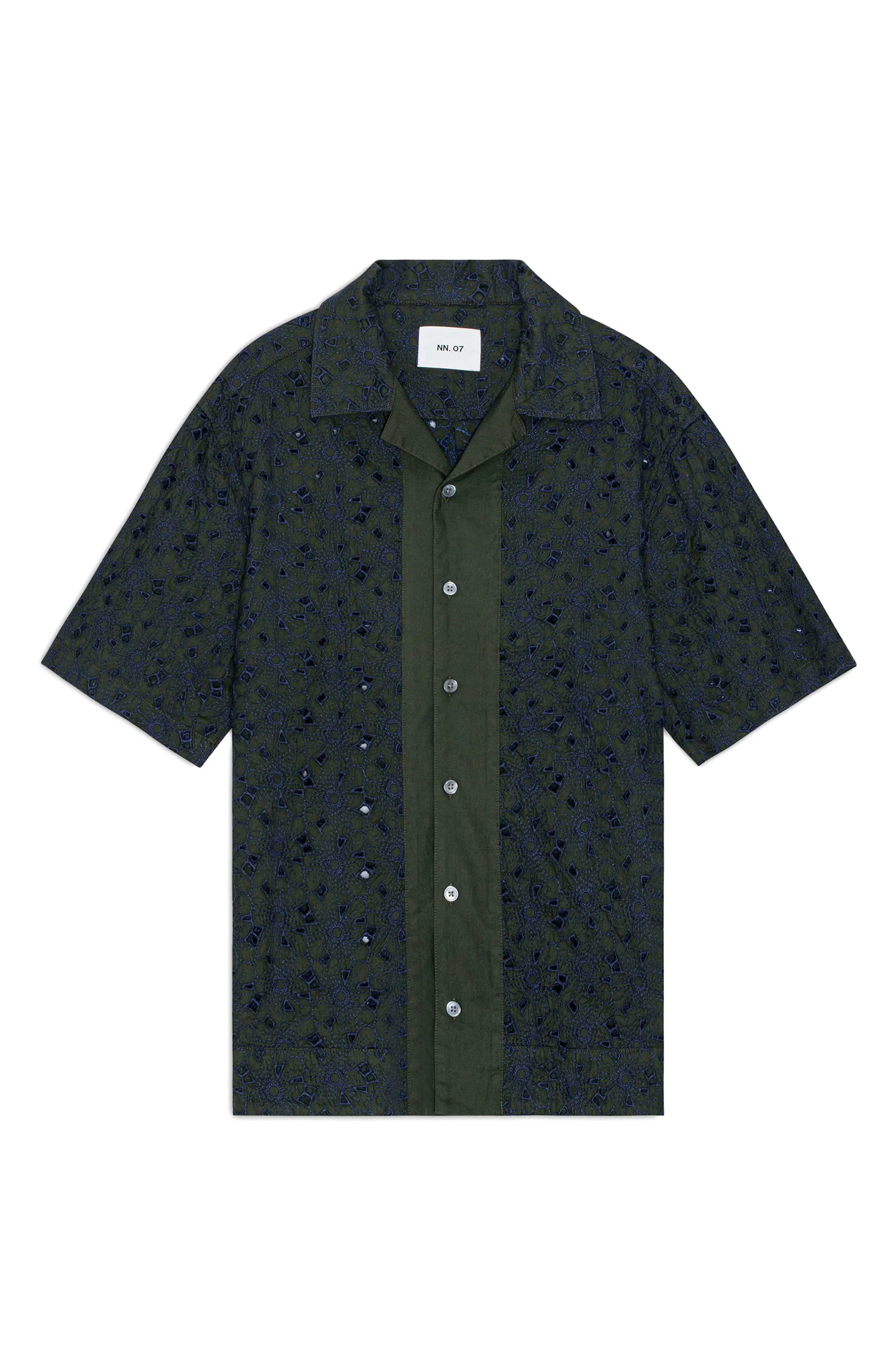 Leo 5655 Embroidered Organic Cotton Blend Camp Shirt - 1