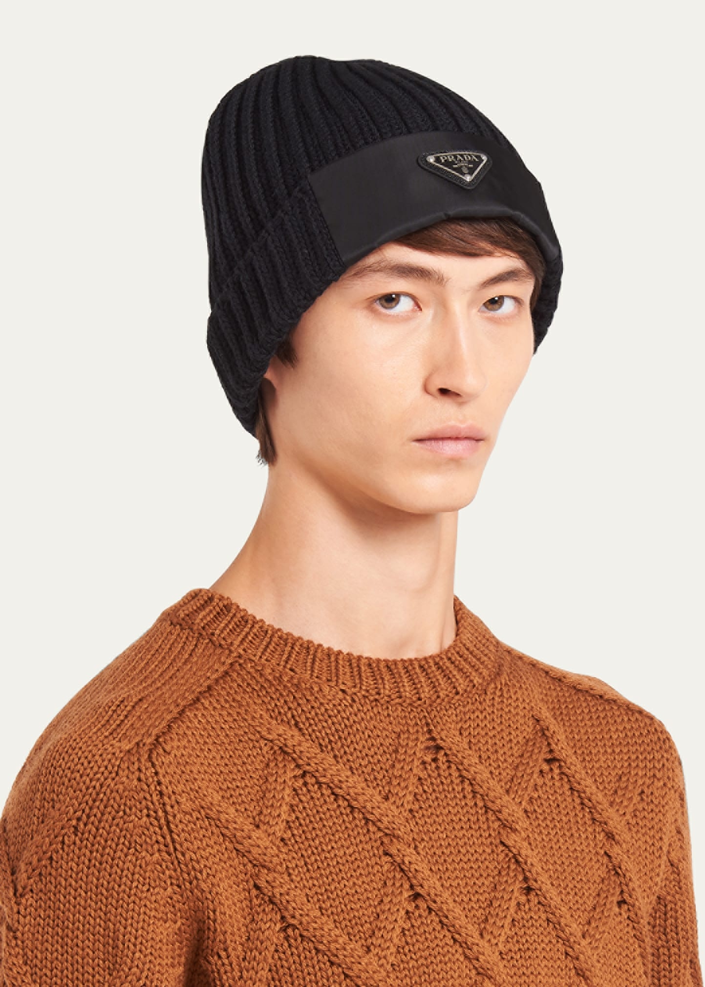 Men's Cable-Knit Logo Beanie Hat - 3