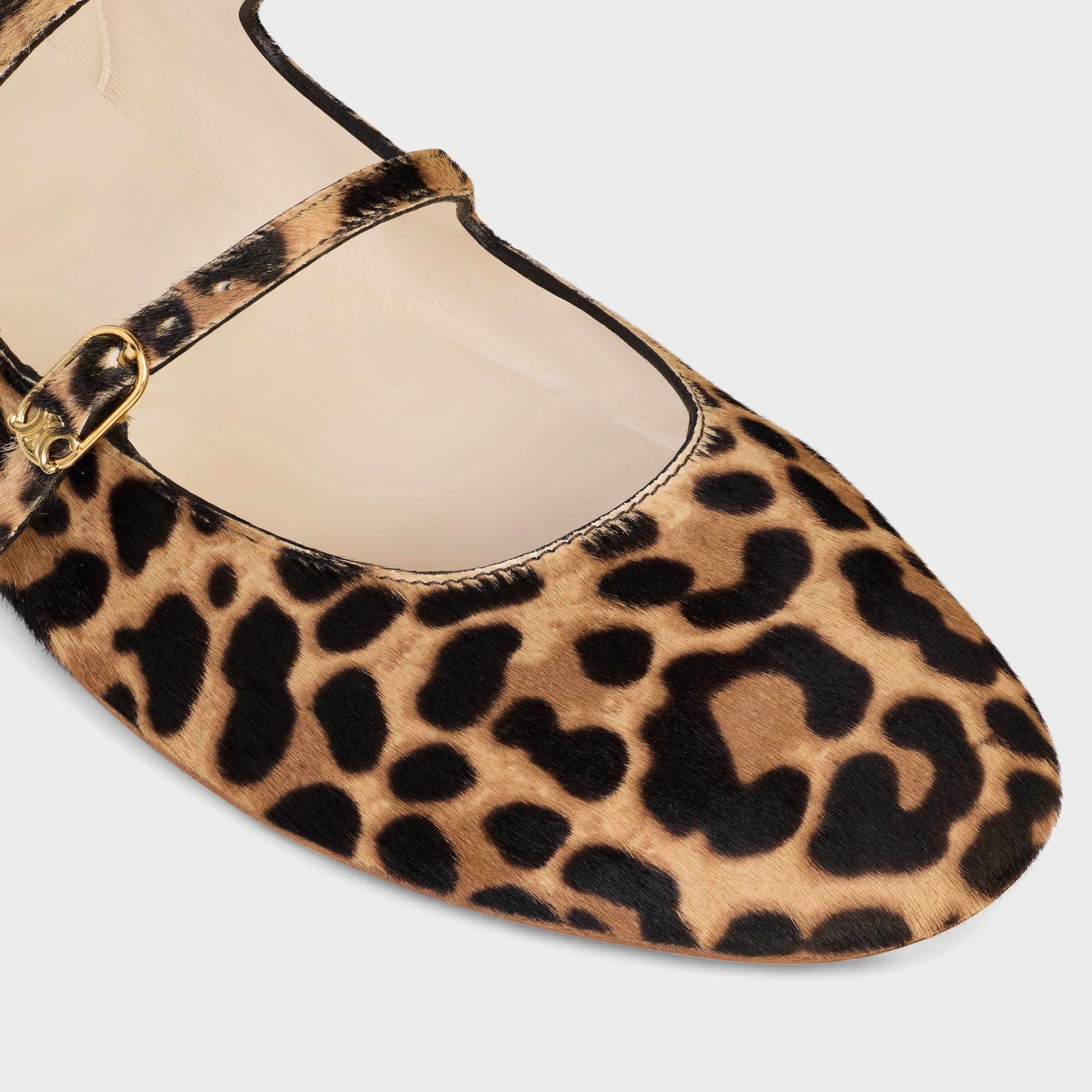 LES BALLERINES CELINE DOUBLE STRAP BALLERINA  IN LEOPARD PRINTED HAIRY CALFSKIN - 4