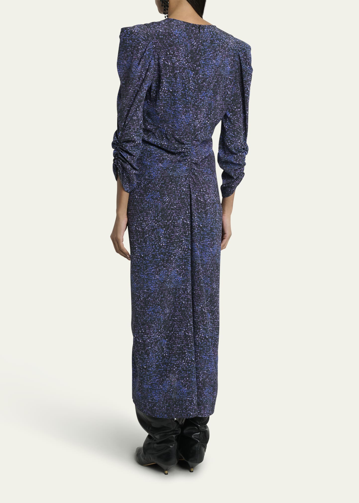 Albini Mosaic Ruched Stretch Silk Dress - 3