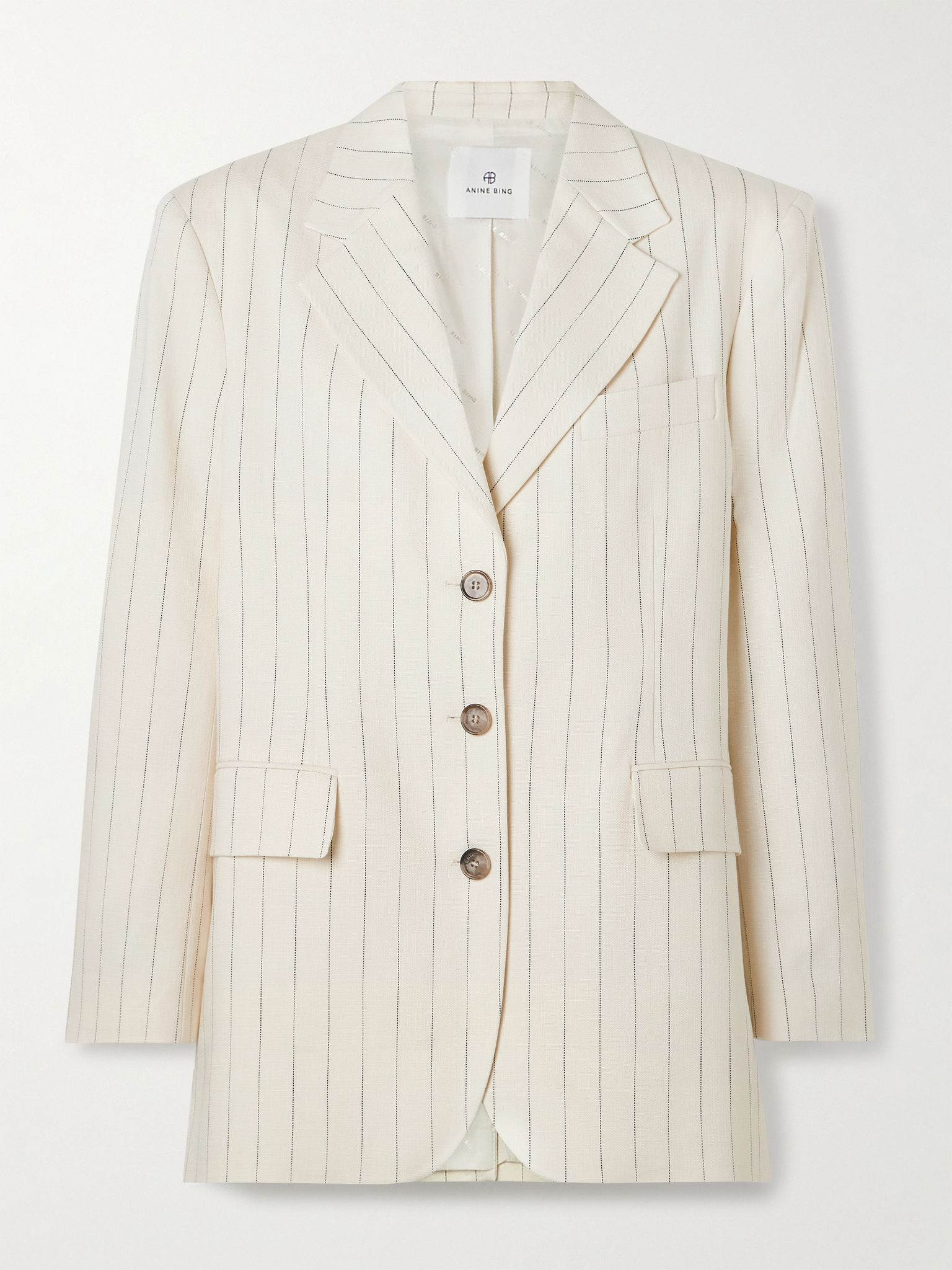 Sara oversized pinstriped woven blazer Off-white - 1
