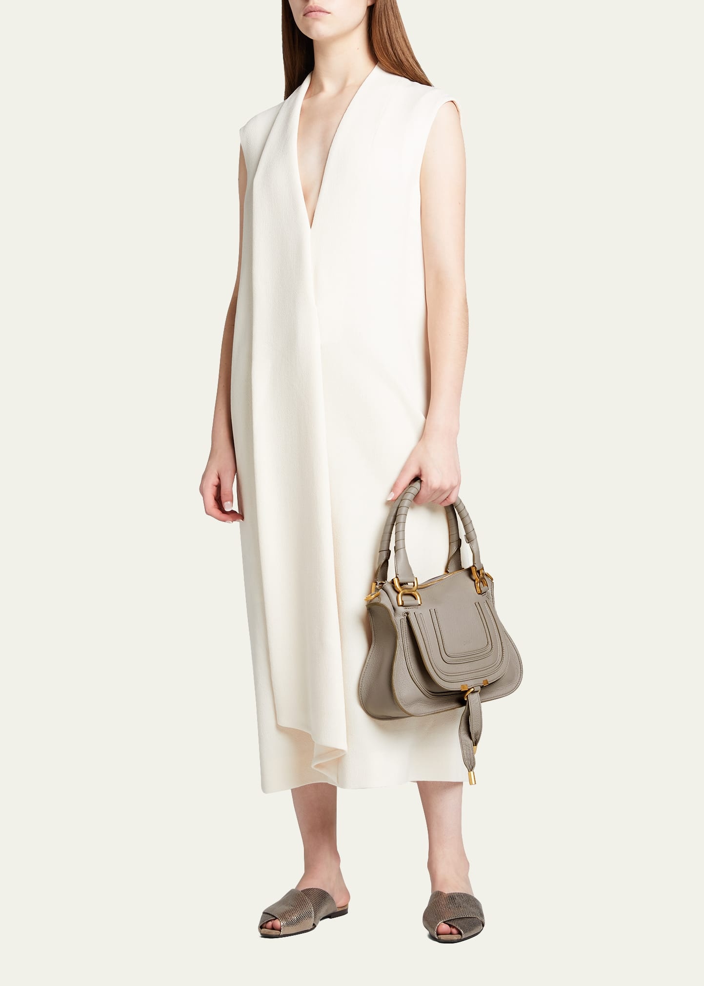 Marcie Small Satchel Bag in Grained Calfskin - 5