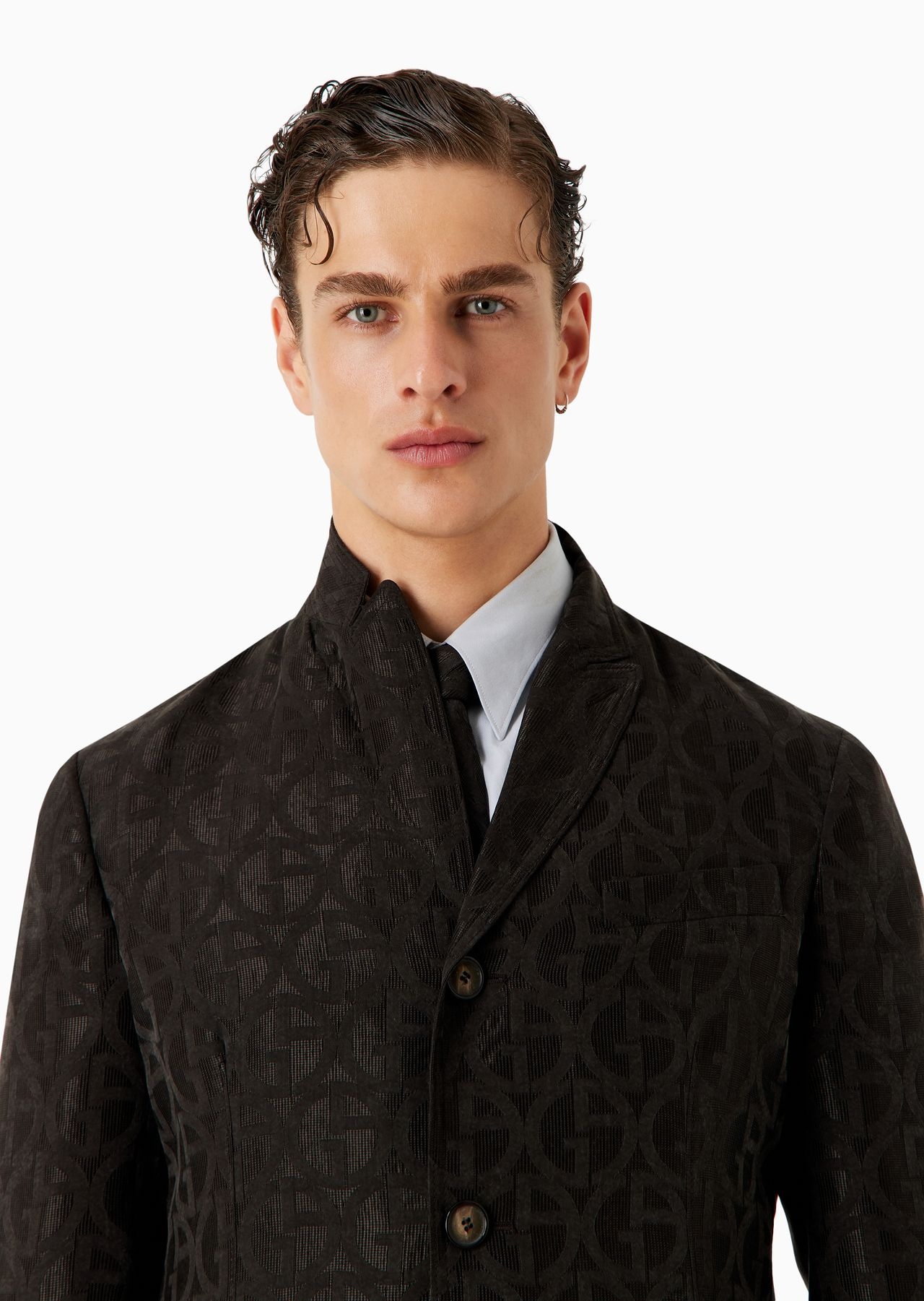 Single-breasted jacket in cupro jacquard with all-over ASV monogram logo - 5