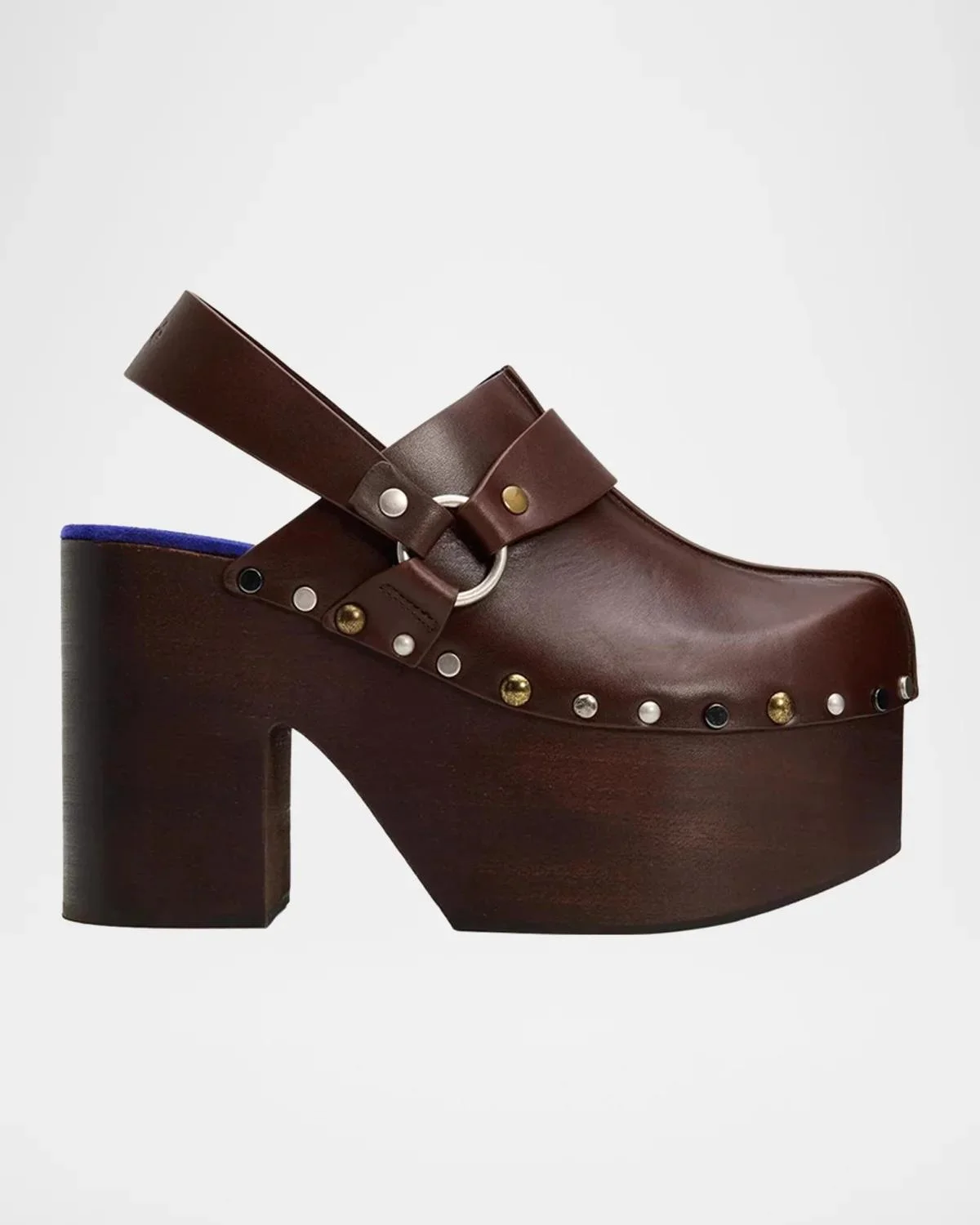 115mm Talis Studded Leather Platform Clogs - 1
