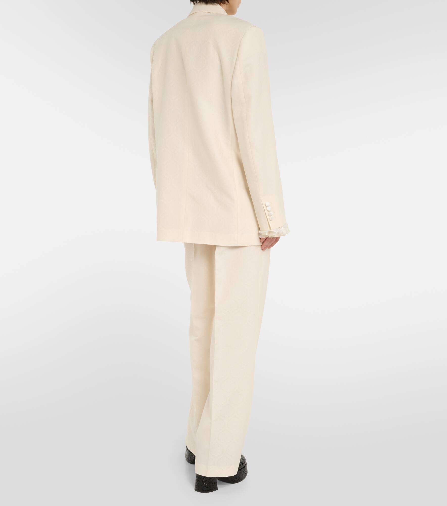 Floral cotton and wool jacquard blazer - 3