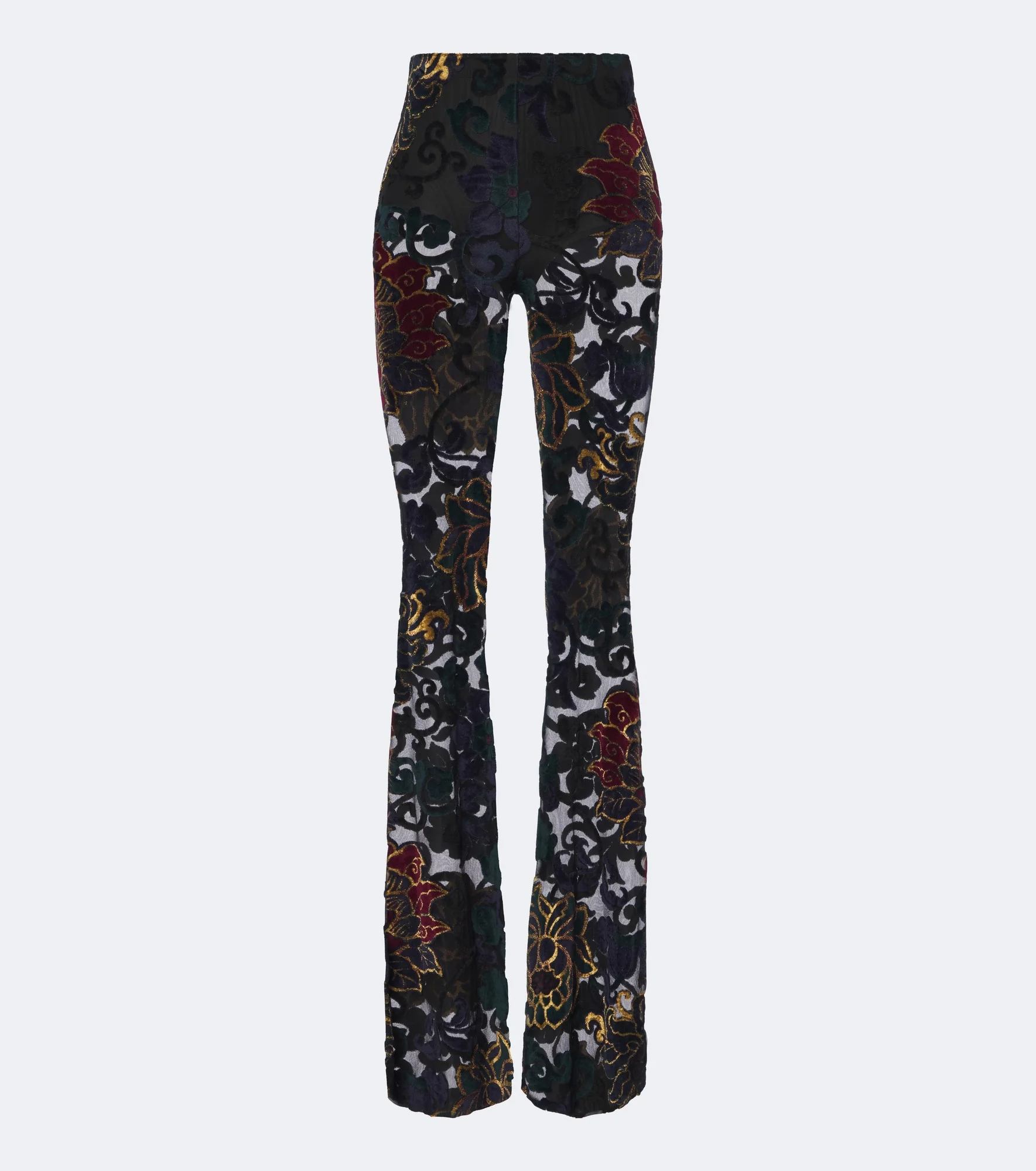 Devoré floral sheer flared pants - 1