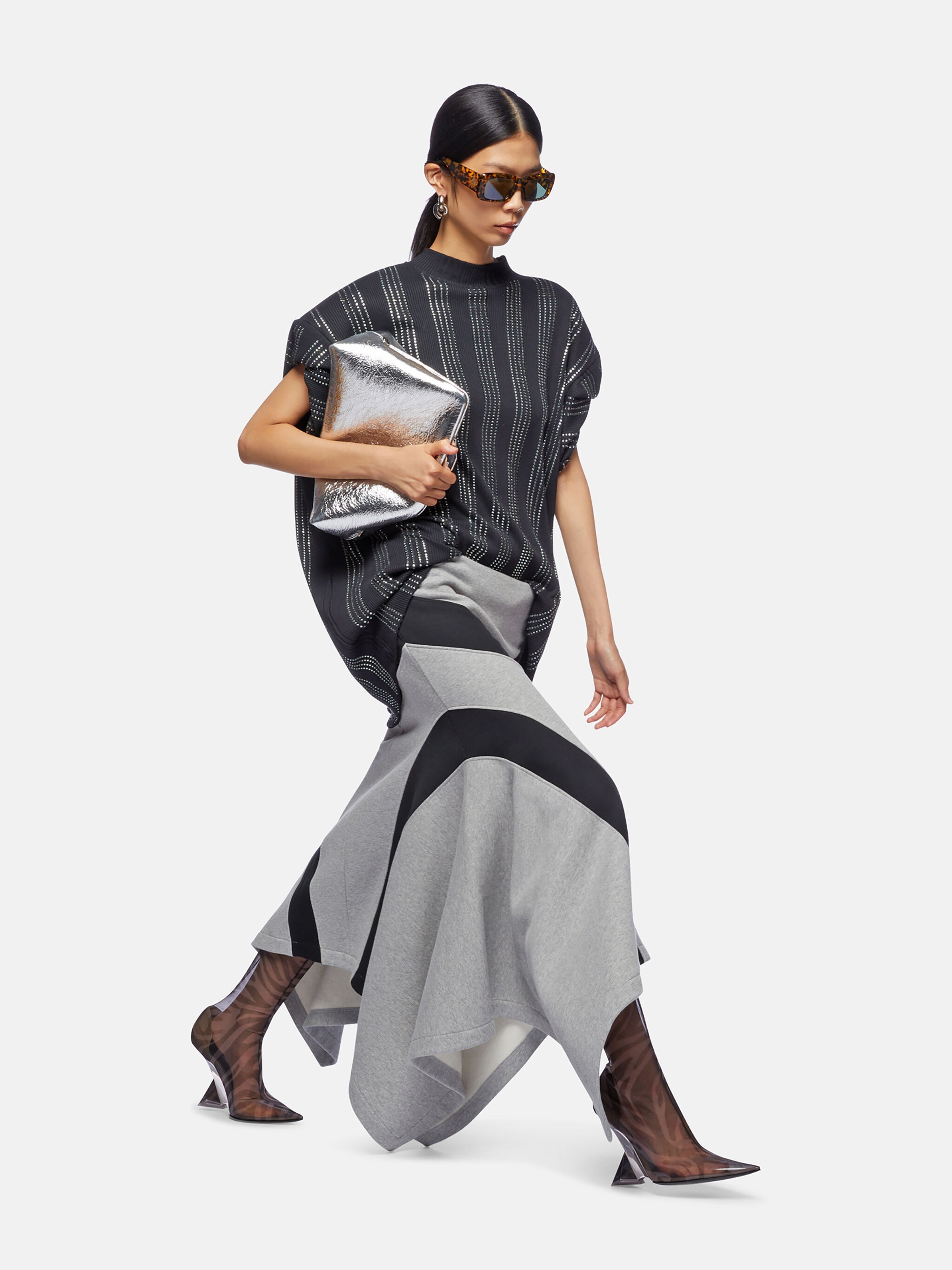 GREY AND BLACK LONG SKIRT - 3