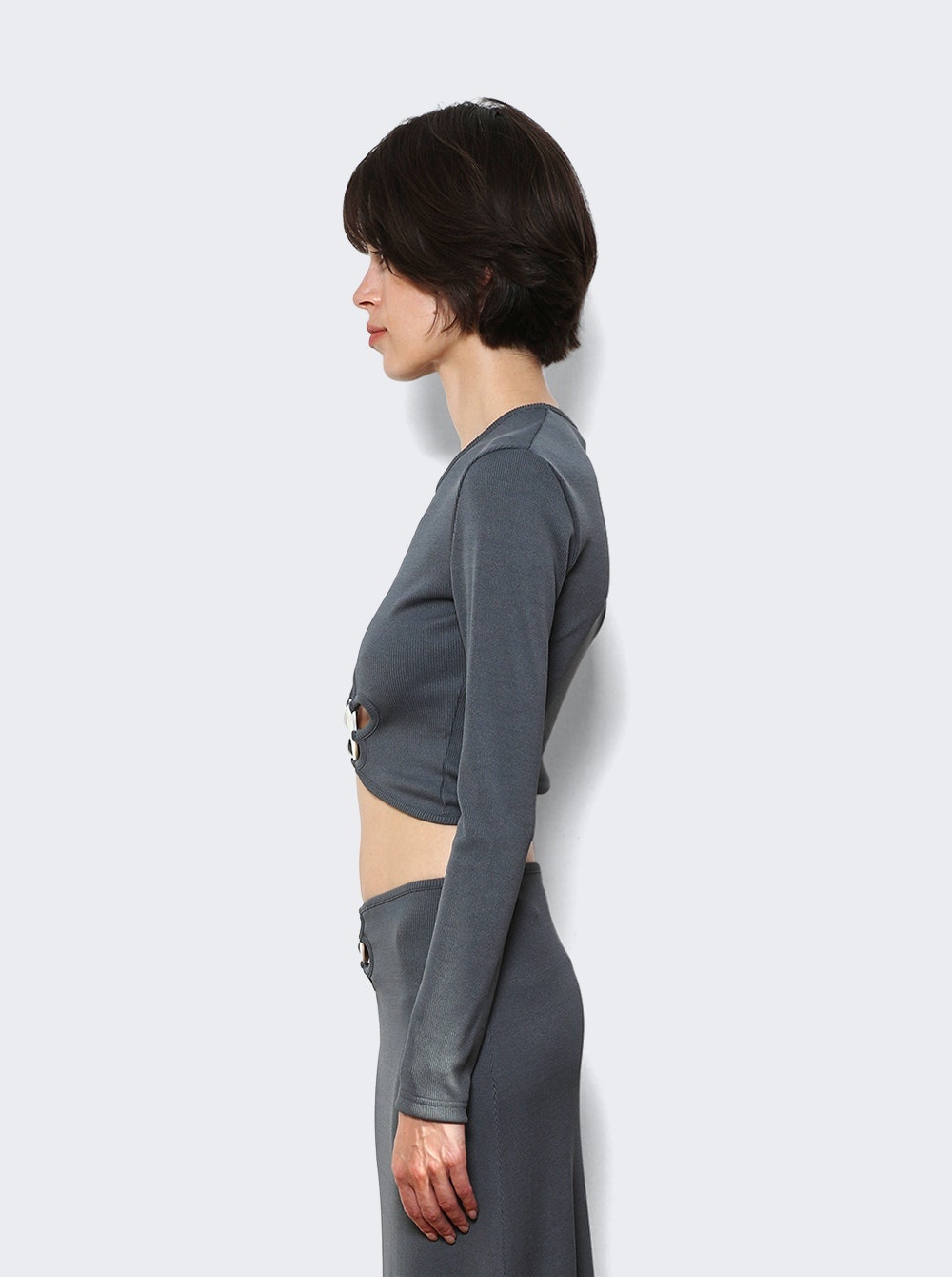 Trio Stone Cropped Top Grey - 4