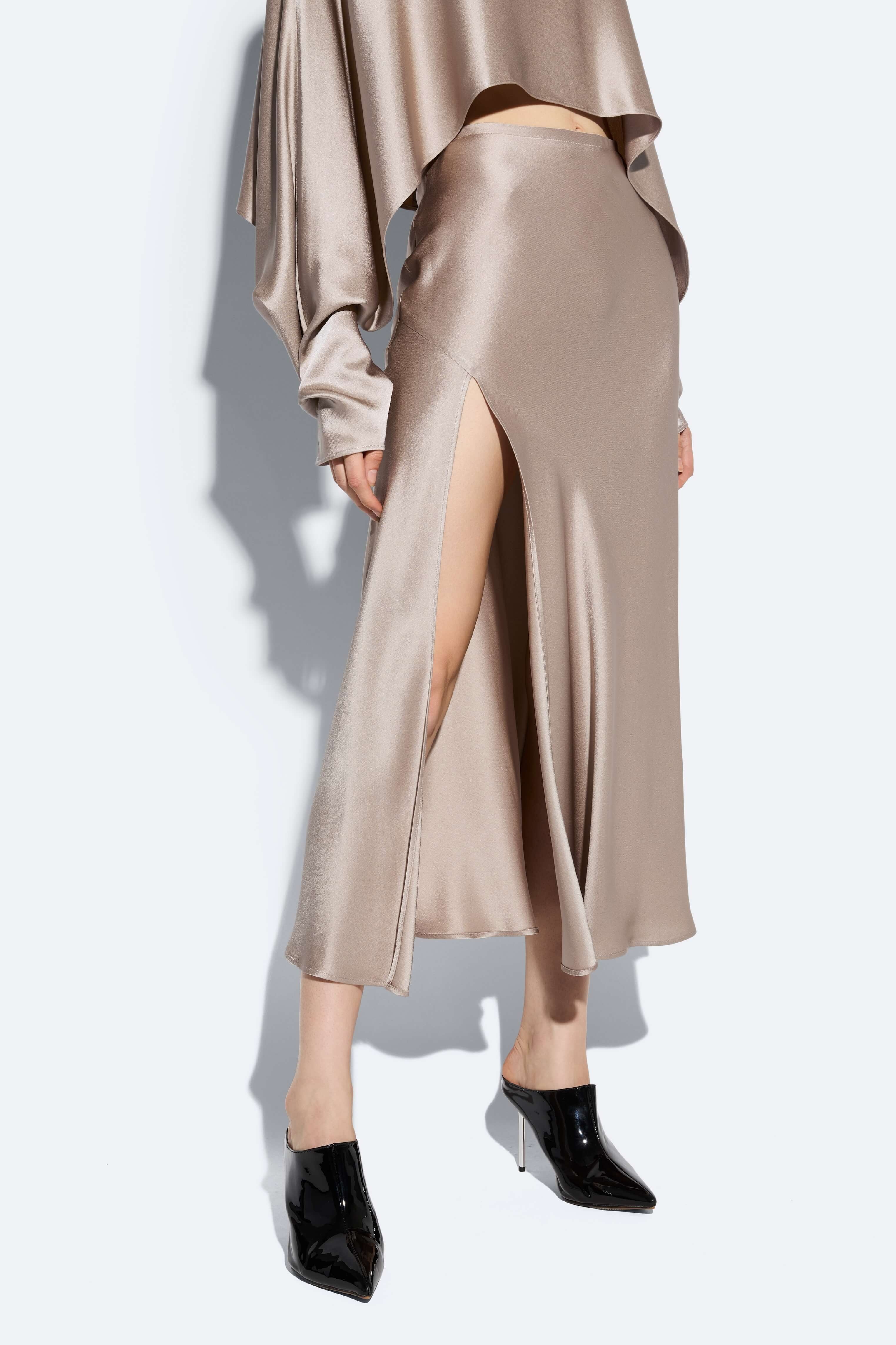 Satin Bias Midi Skirt - 4