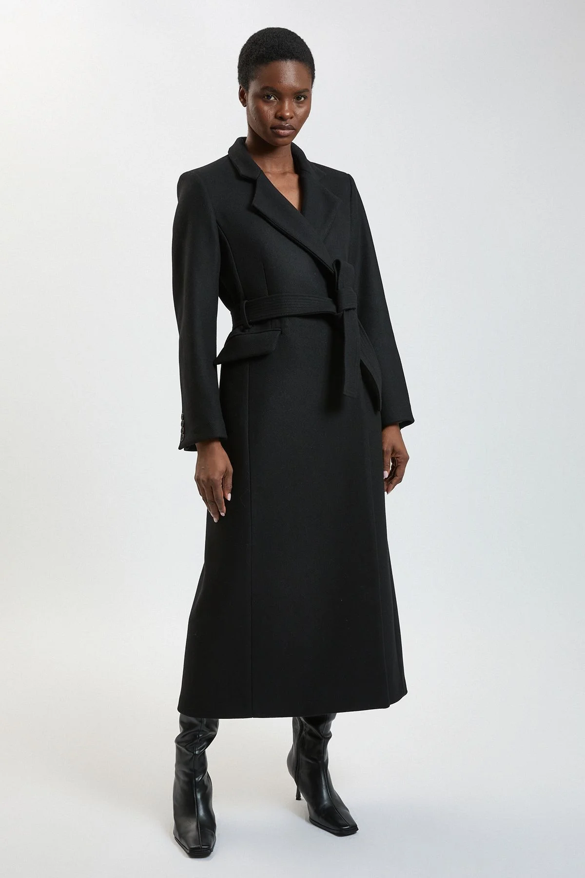 Wool Investment Notch Neck Tailored Maxi Coat - 1