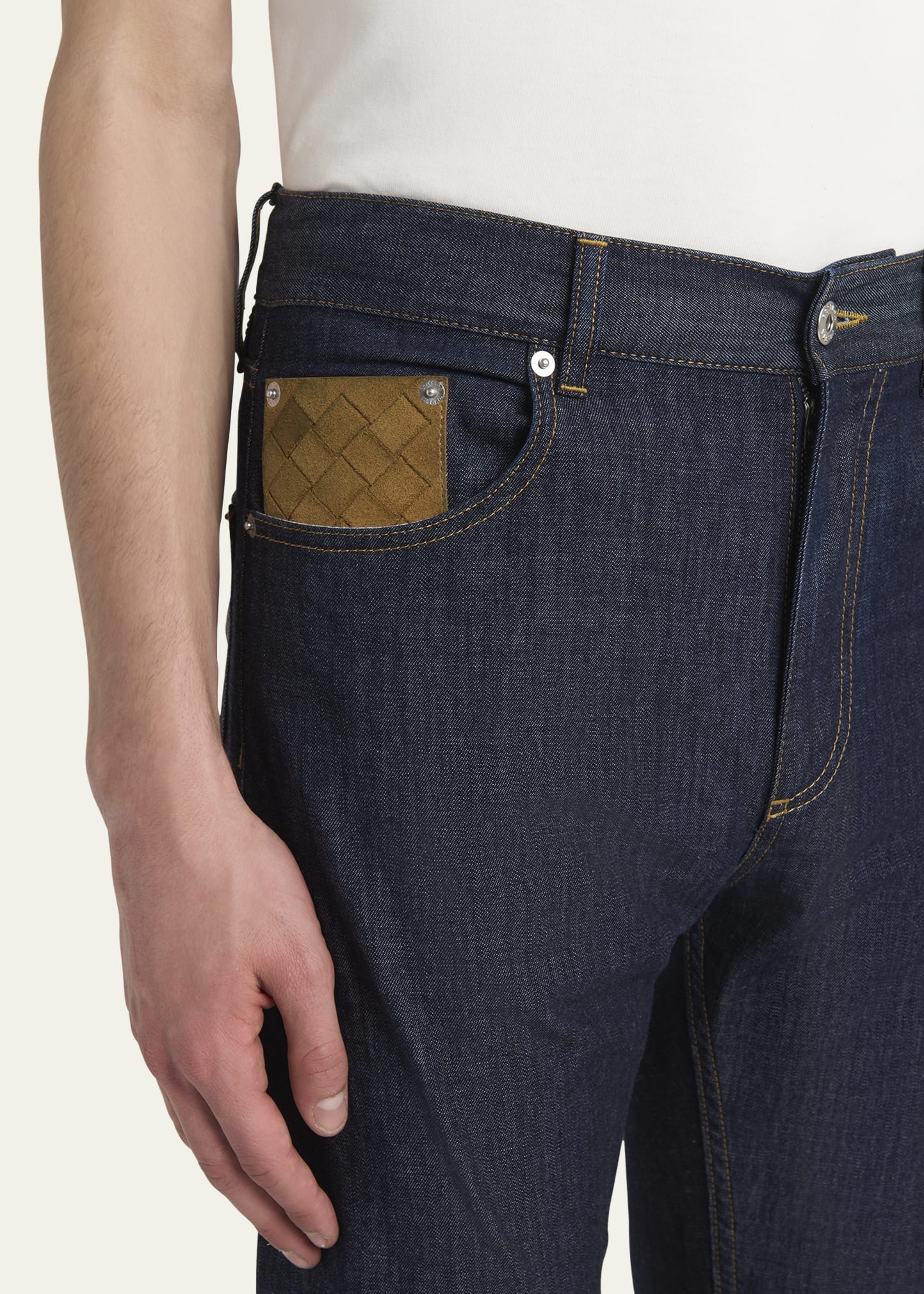 Men's Rinsed Denim Intreccio-Pocket Jeans - 5
