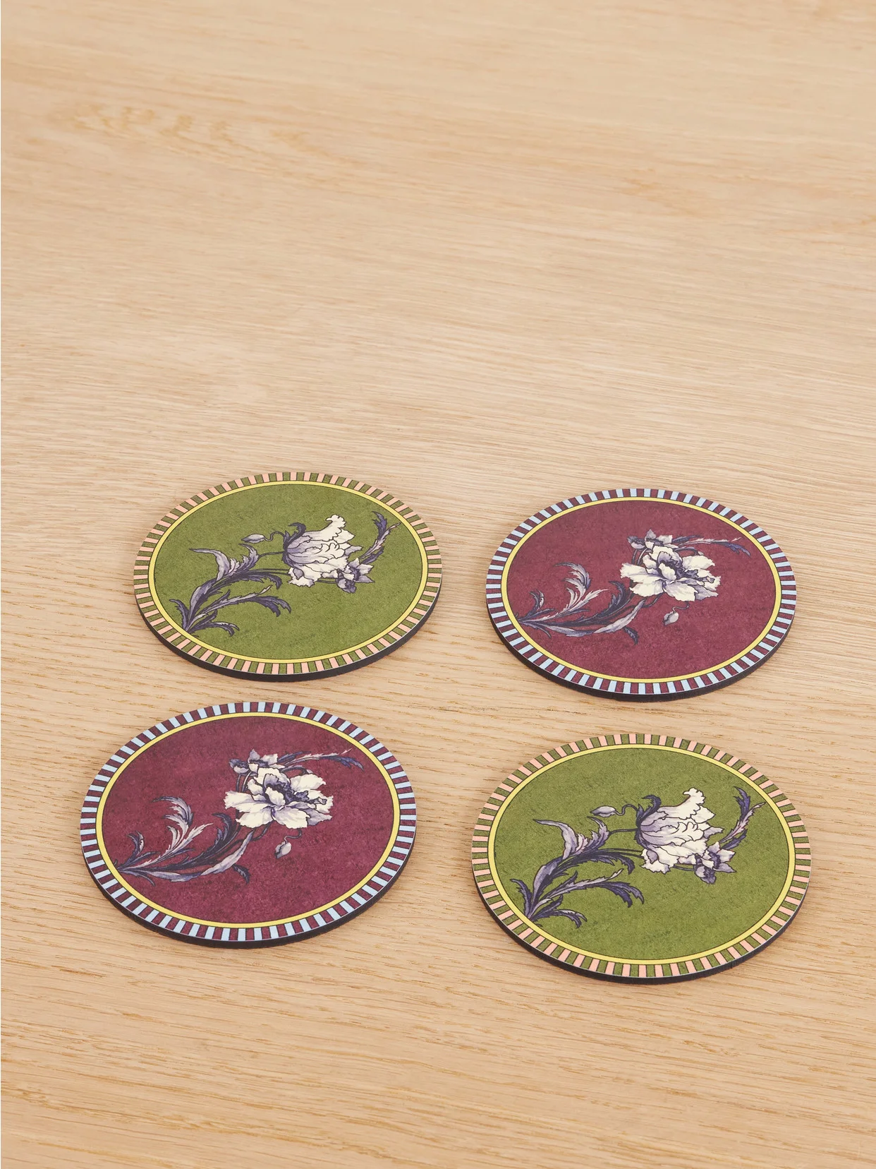 Set Of Four Painted Wood Coasters - 1