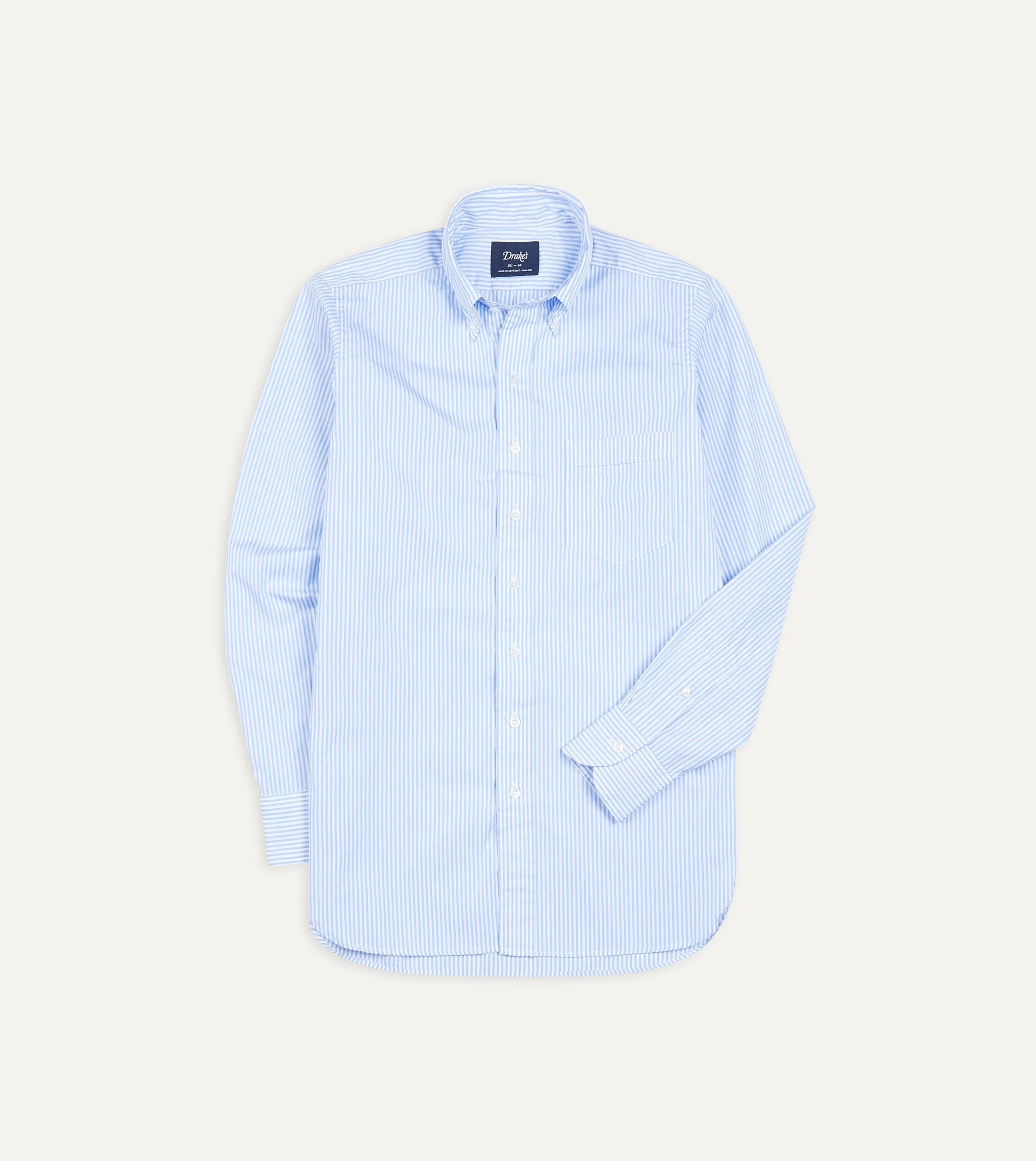 Light Blue Bengal Stripe Cotton Poplin Button-Down Shirt - 1