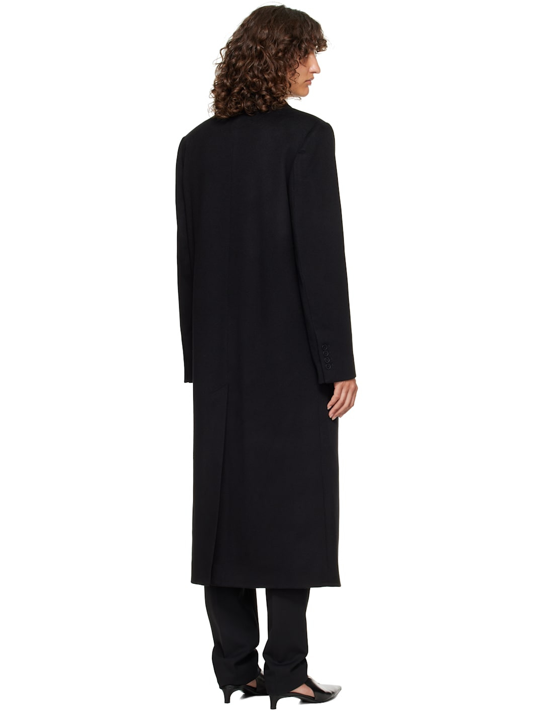 Black Rosco Double Breasted Long Coat - 3