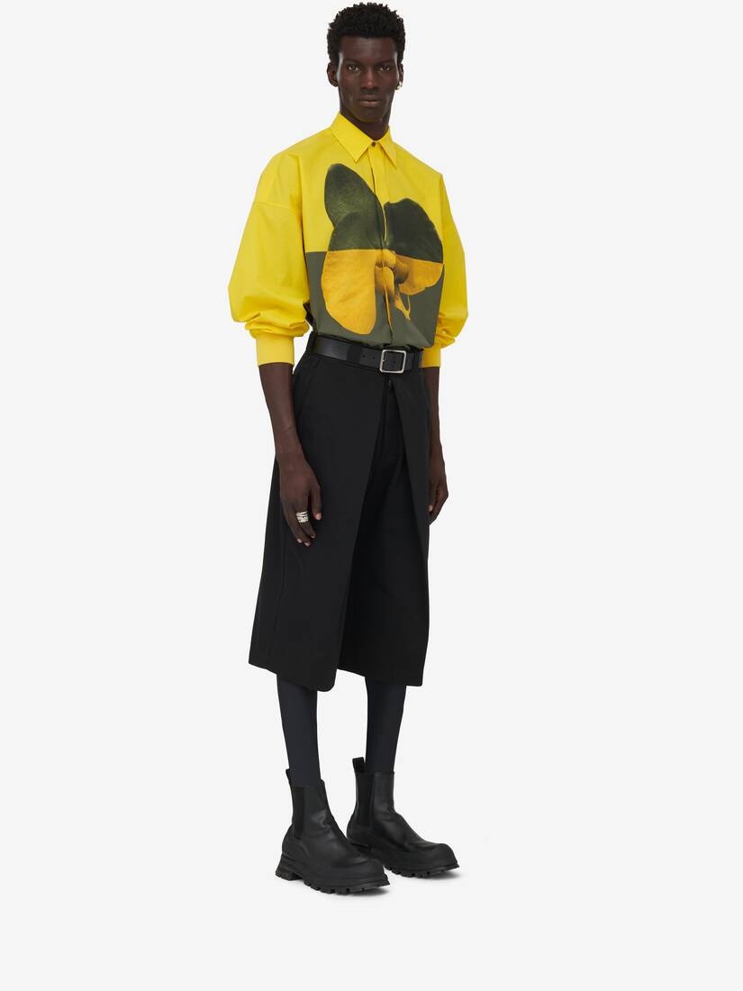Men's Spliced Orchid Shirt in Yellow/khaki - 3