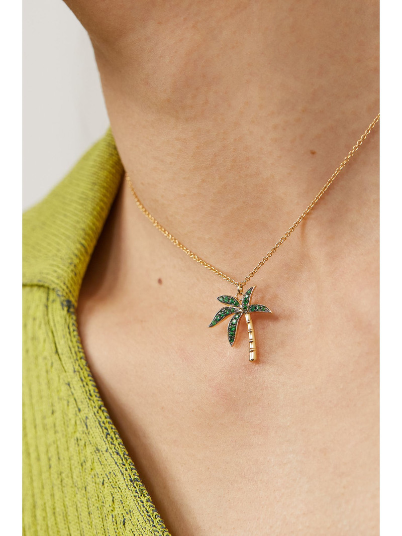 Yvonne Léon 18-karat gold tsavorite necklace Green outlook