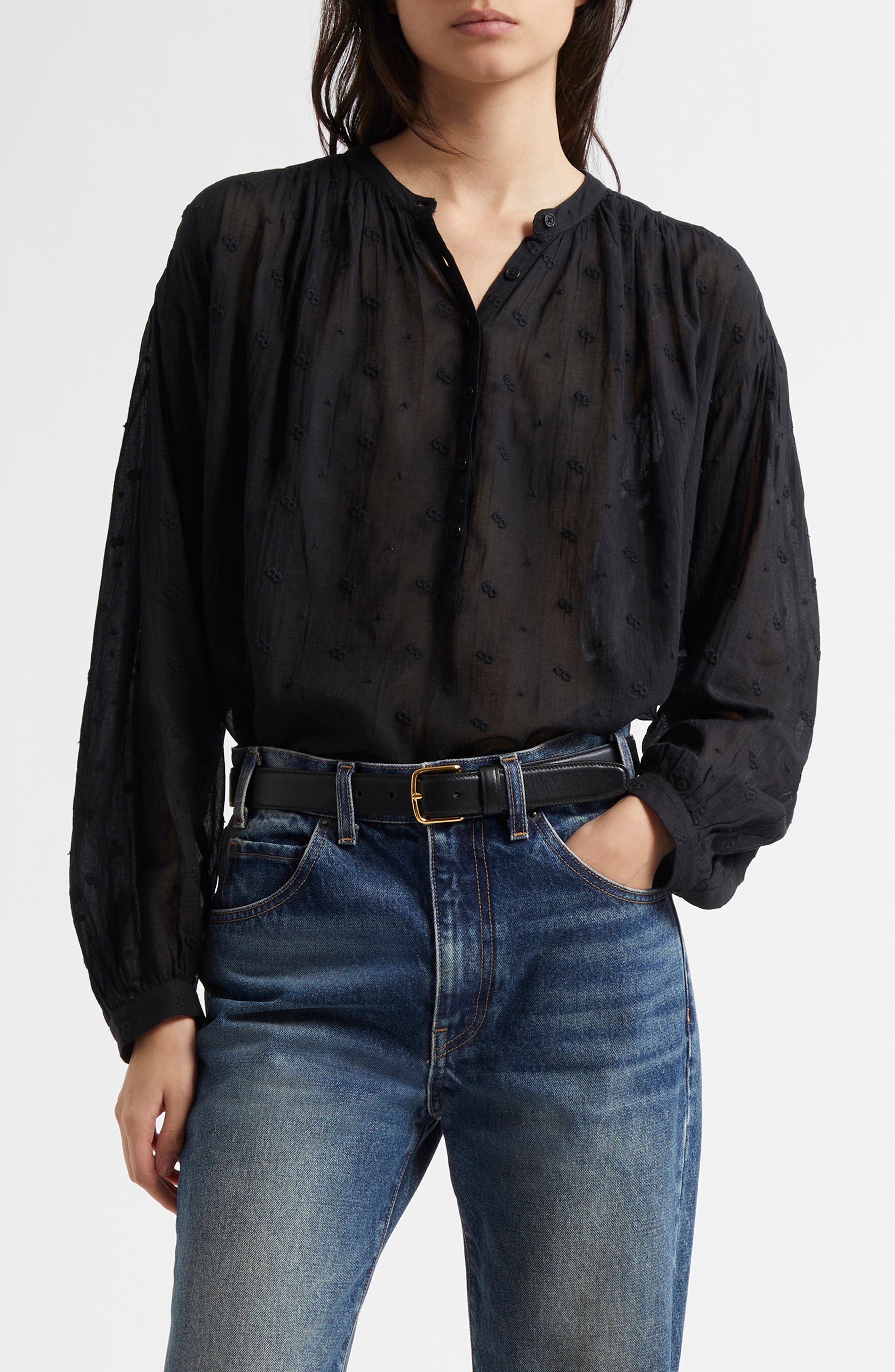 Nili Lotan Neville Embroidered Shirt in Black at Nordstrom - 1