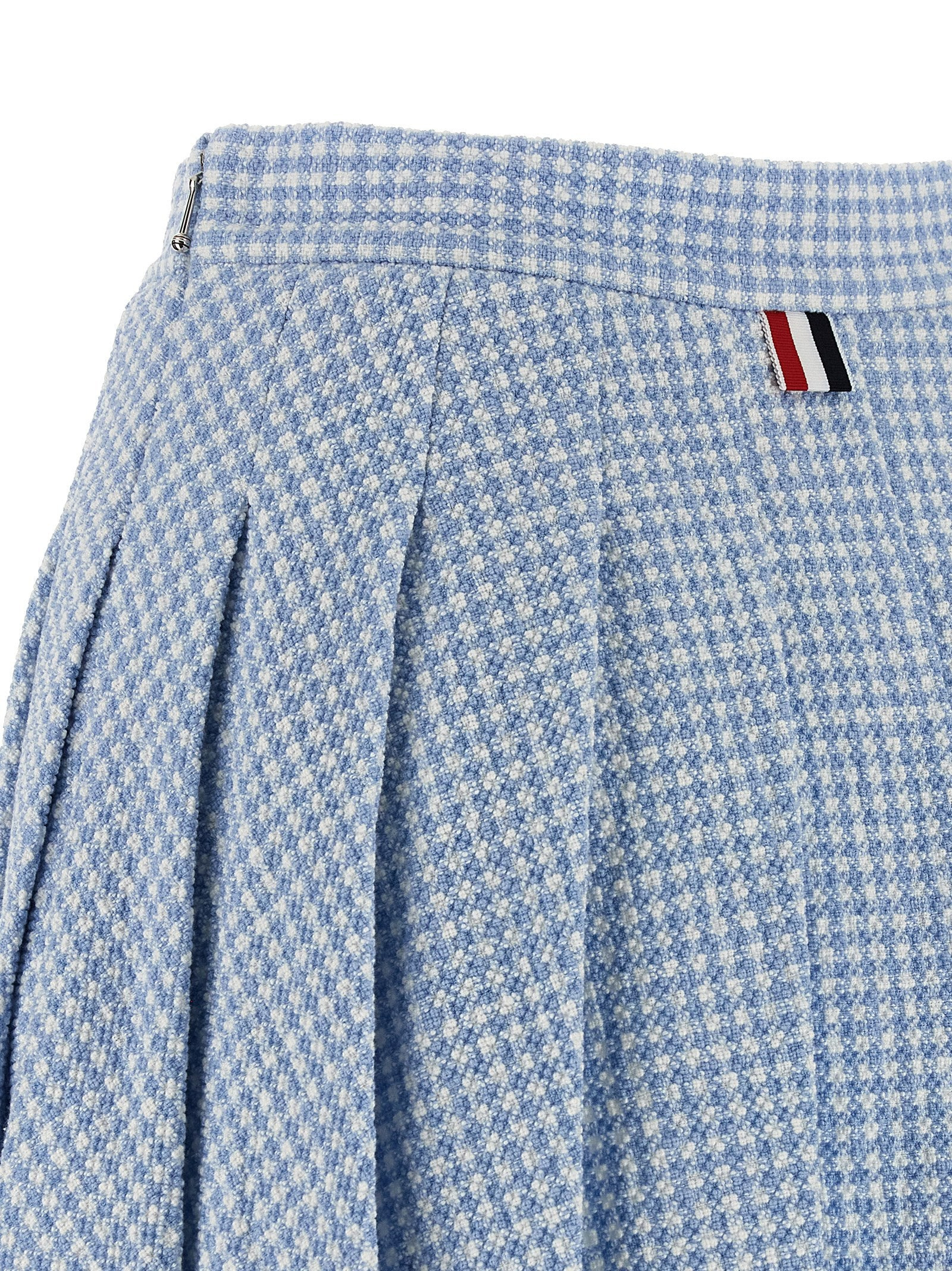Pleated Tweed Skirt Skirts Light Blue - 4