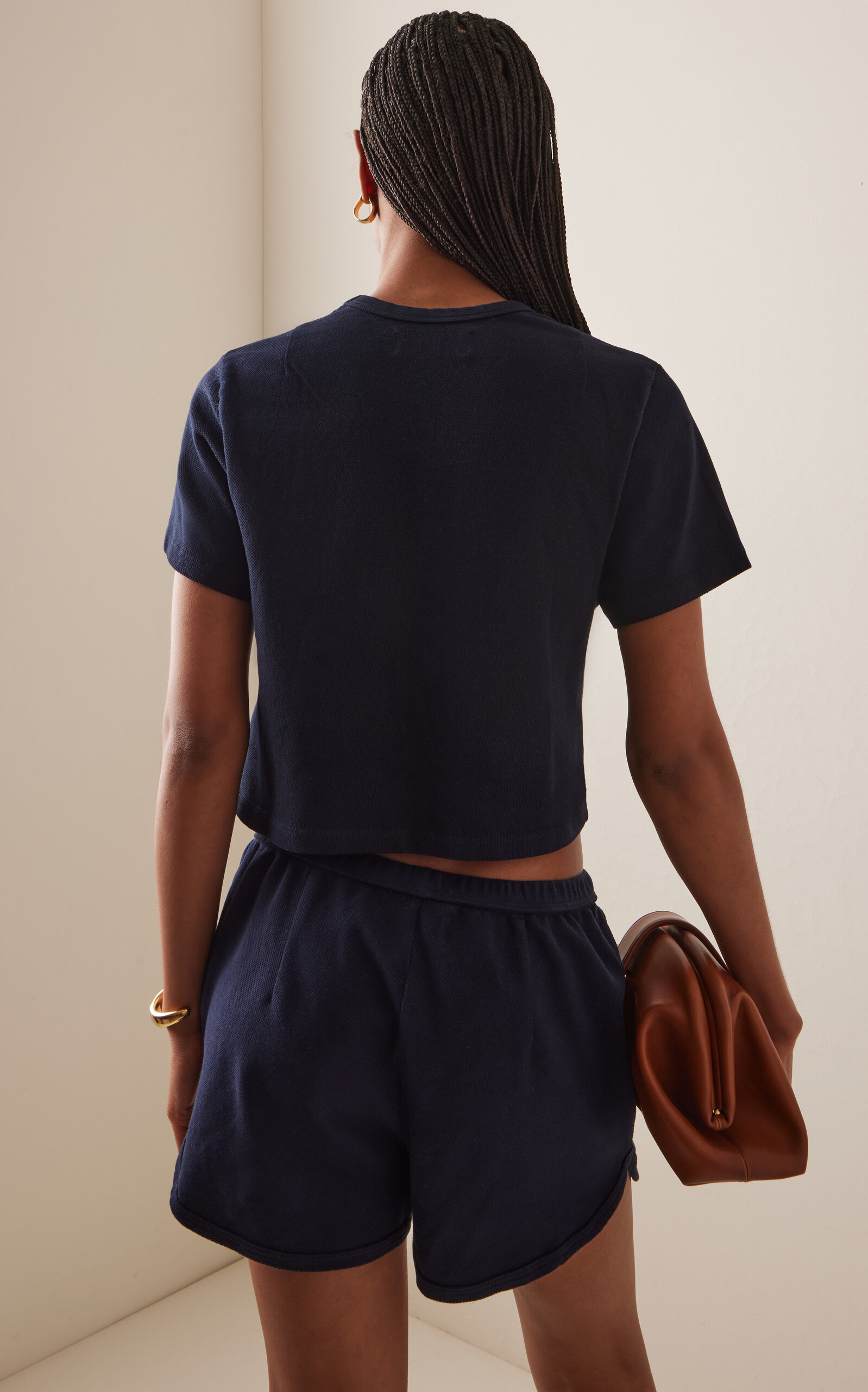 Daria Cropped Cotton T-Shirt navy - 4