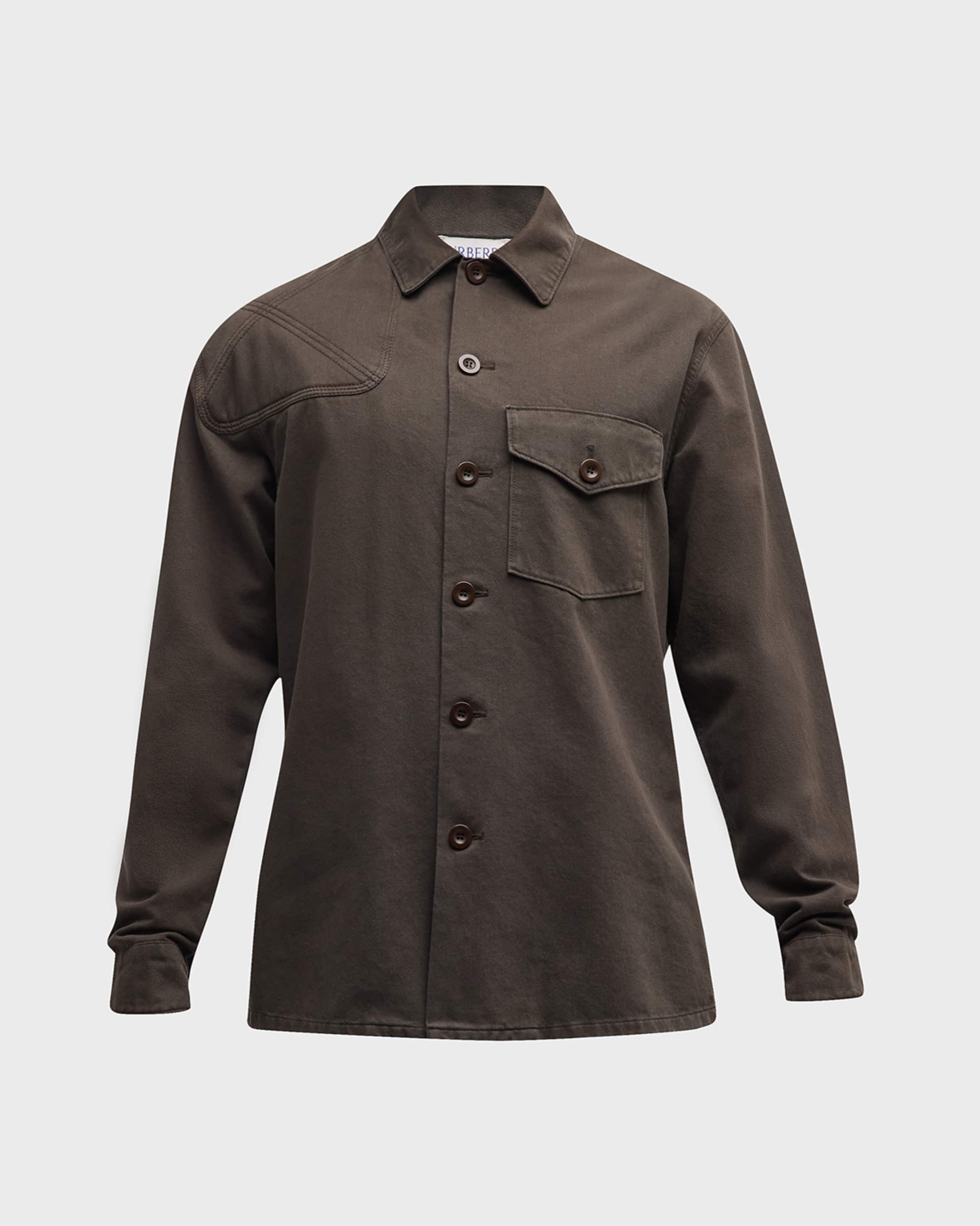 Men's Twill Shirt with Embroidered Patches - 1