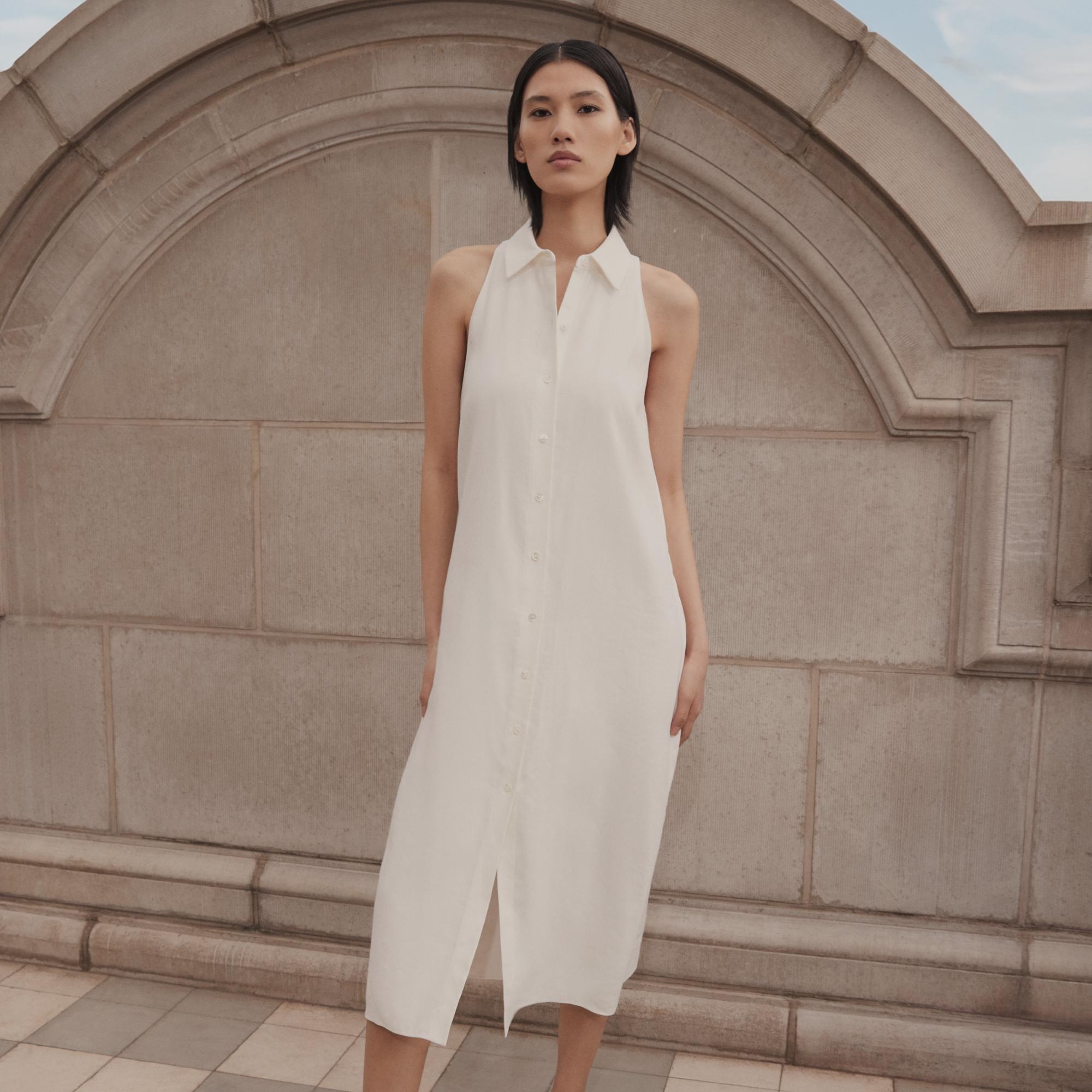 Halter Neck Shirt Dress in Linen-Viscose - 6