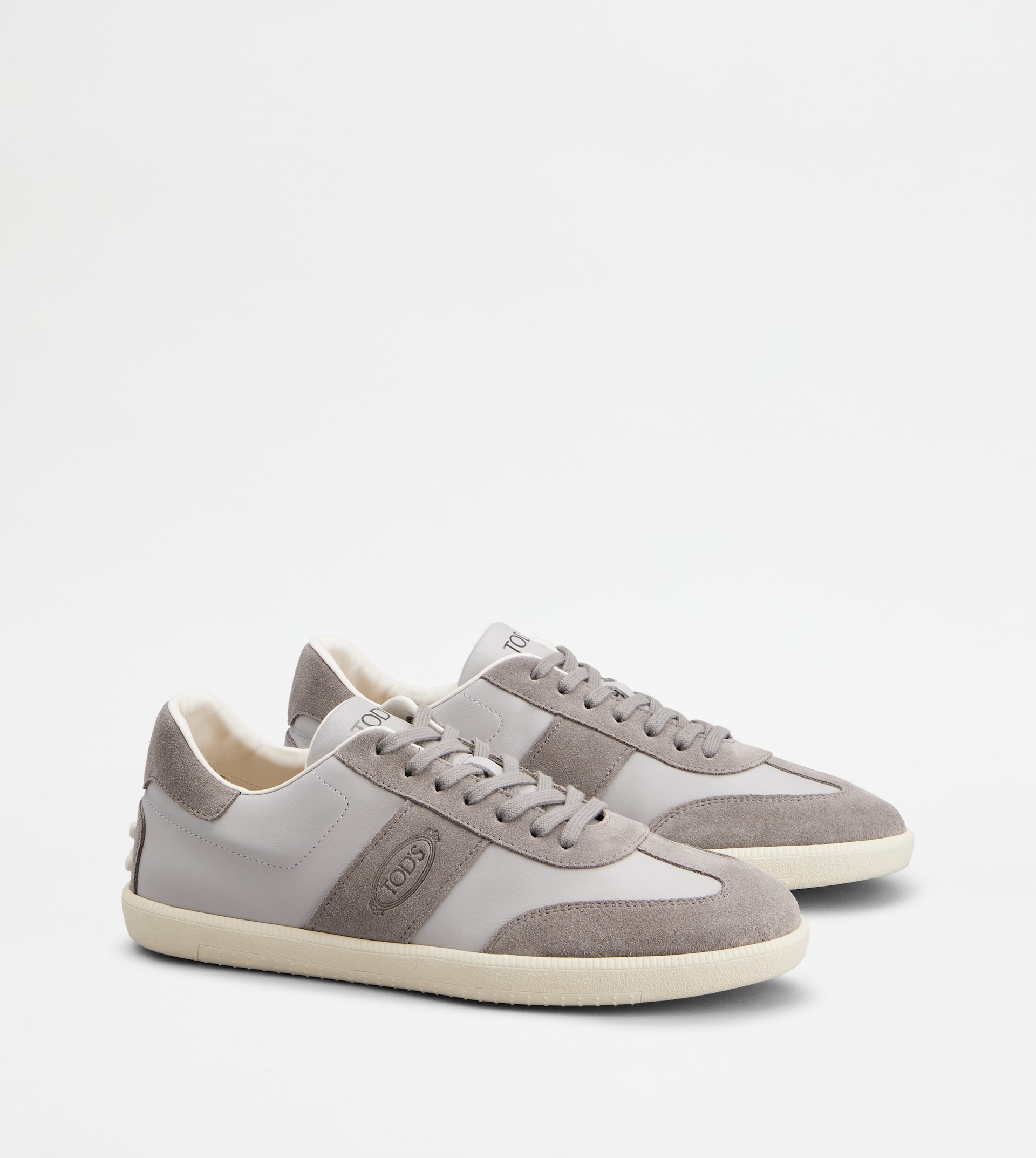 TOD'S TABS SNEAKERS IN SMOOTH LEATHER AND SUEDE - GREY - 2