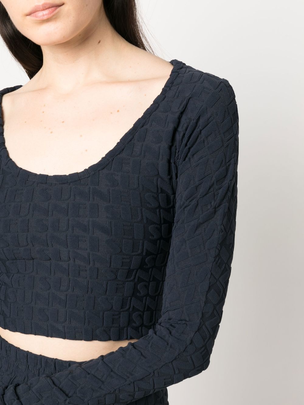 embossed logo-print cropped top - 5