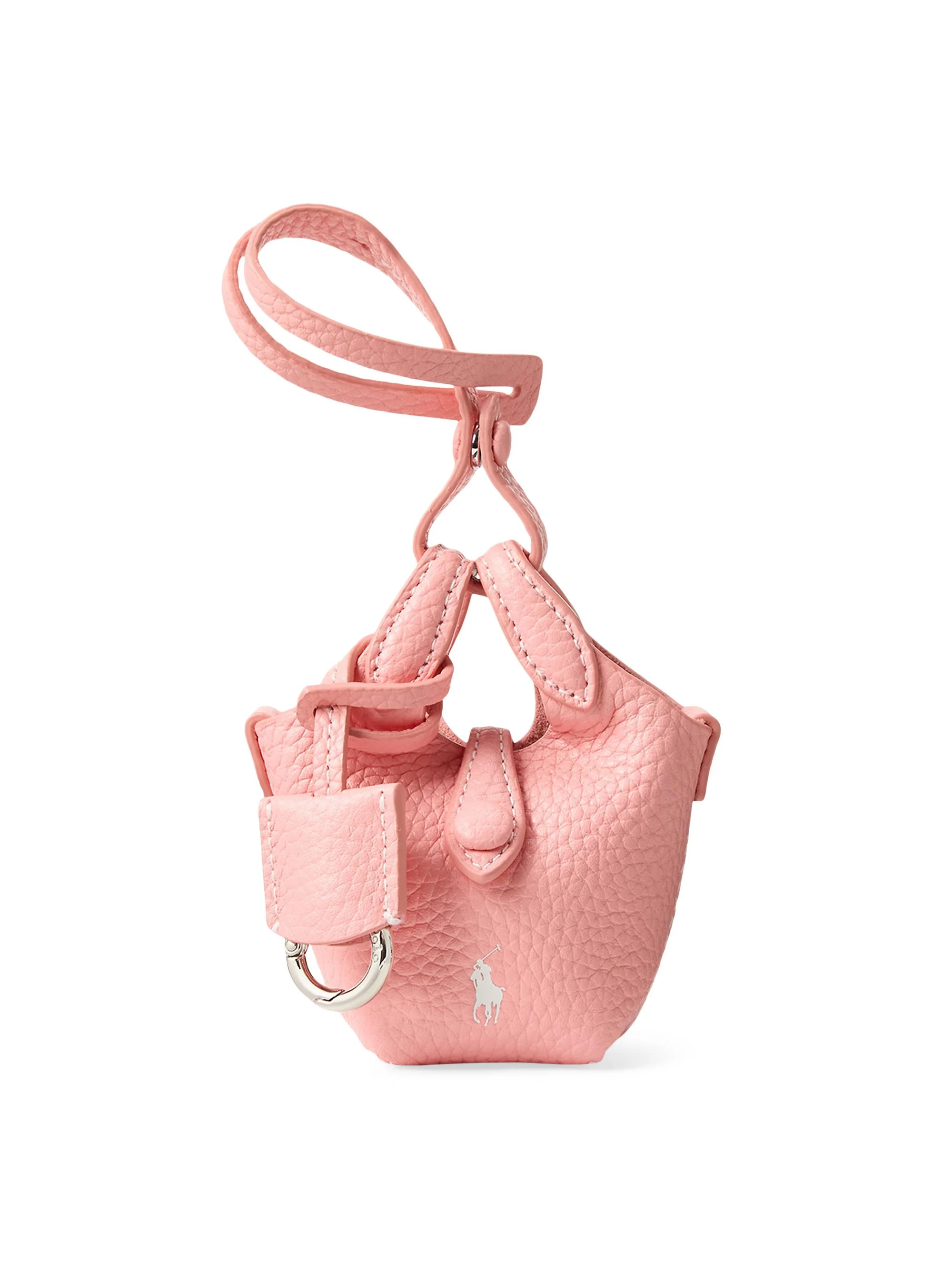 Women's Shiny Drum Pebbled Leather Bag Charm - Coral - 1