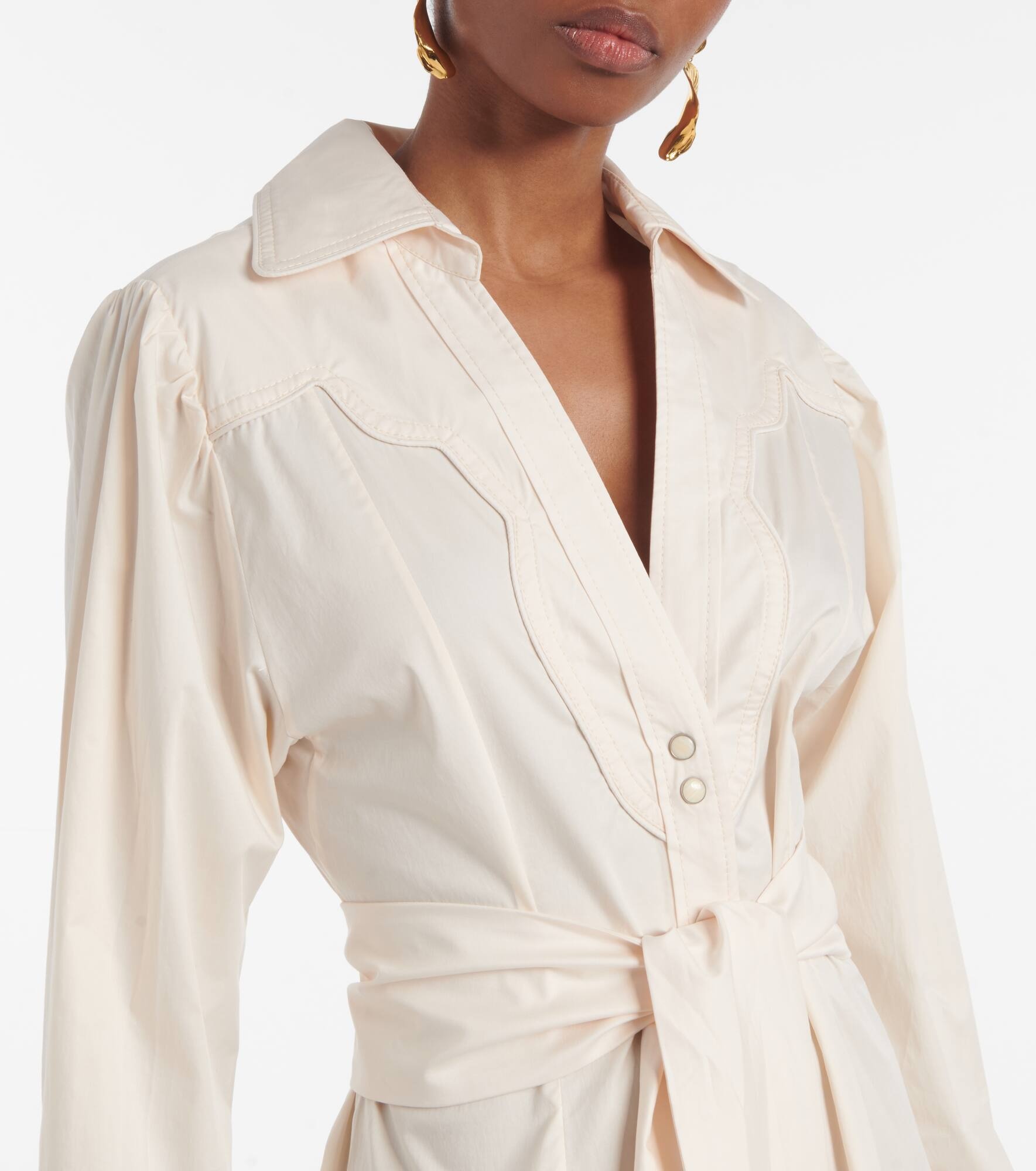 Vela De Cruz cotton-blend poplin wrap dress - 4
