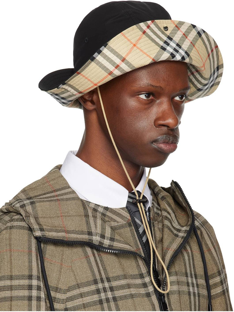 Burberry Black Check Brim Gabardine Bucket Hat outlook