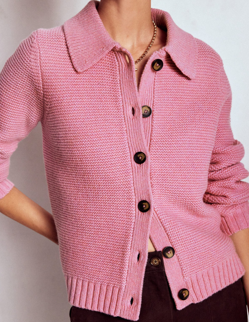 Chunky Collar Knitted Jacket-Blush Pink 4