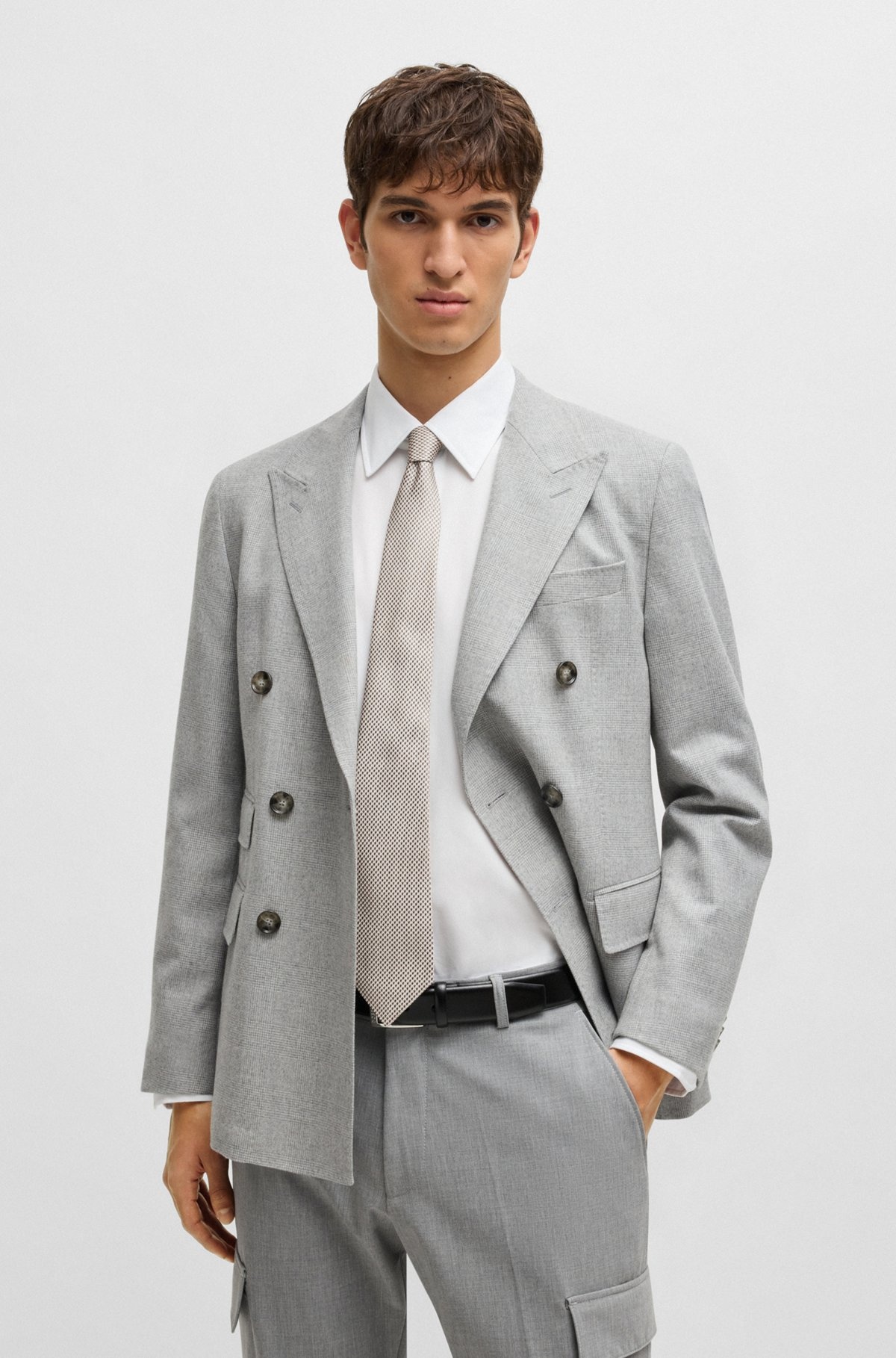 STRUCTURED TIE IN SILK-COTTON JACQUARD - 2