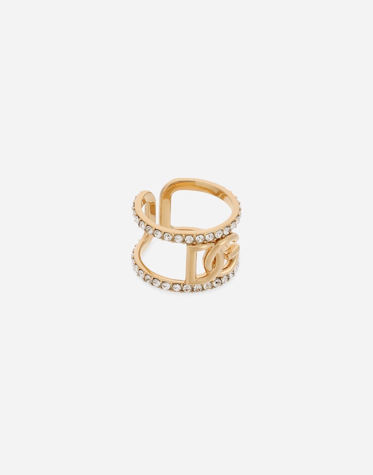 Open ring with rhinestones and DG logo - 3