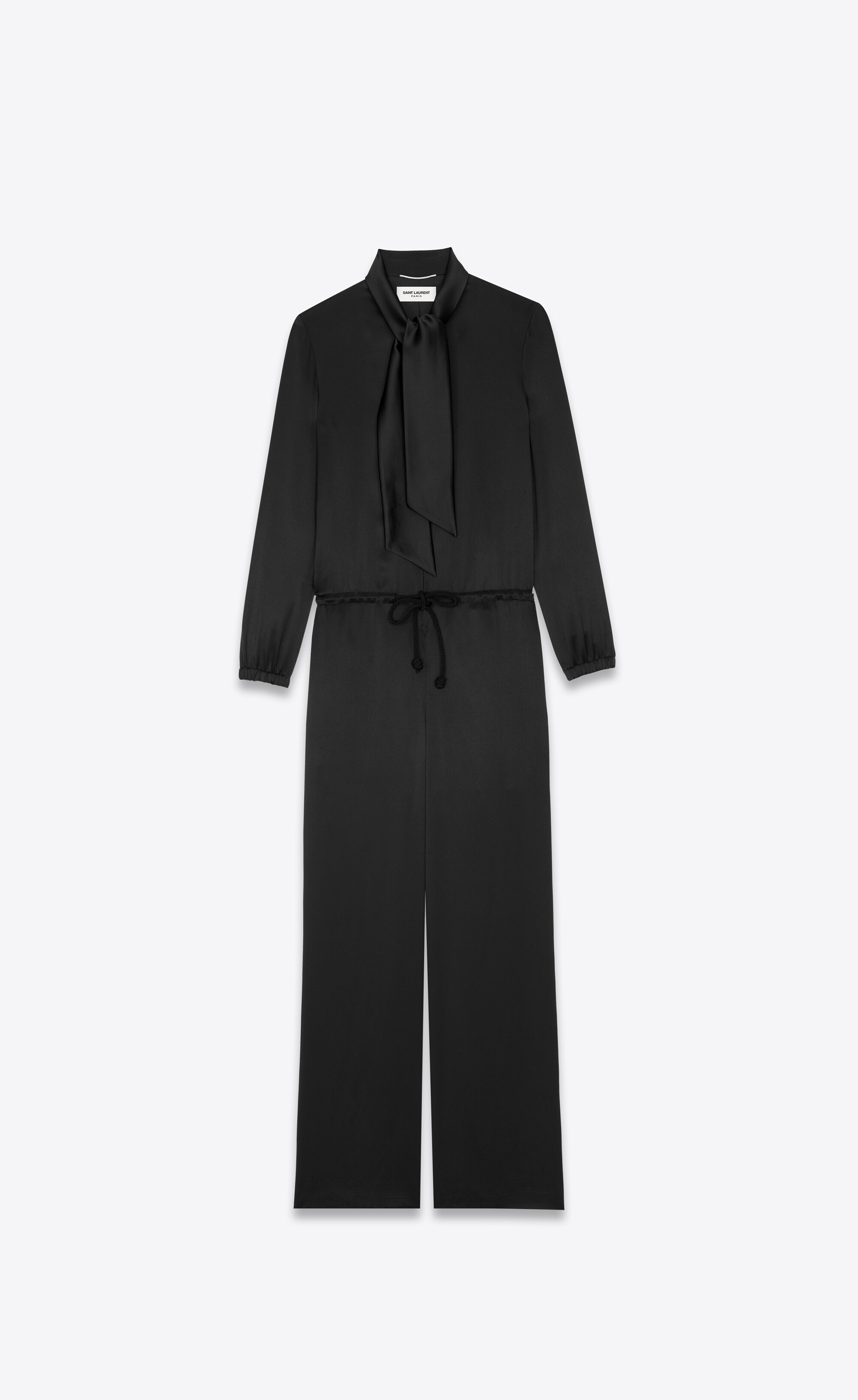 lavallière-neck jumpsuit in silk satin - 3