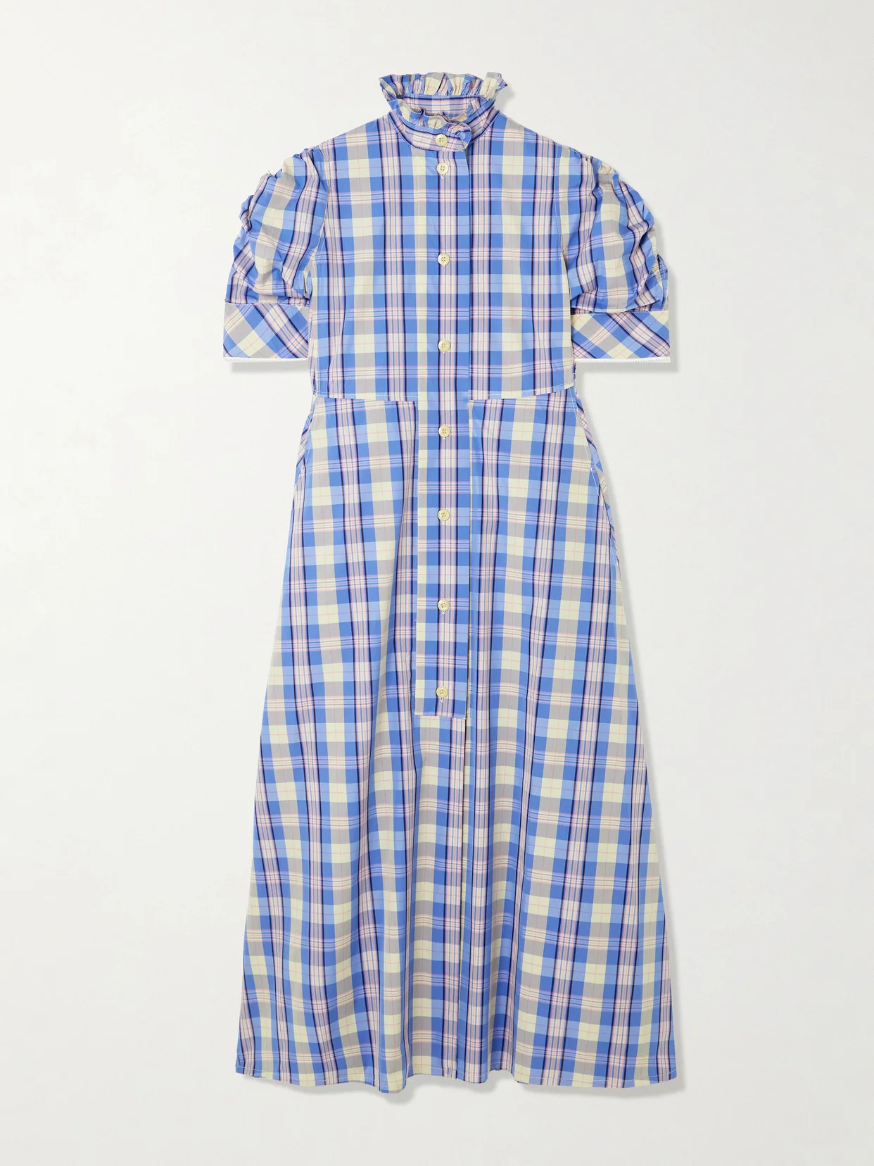 Venetia Ruffled Checked Cotton-blend Midi Dress - 1