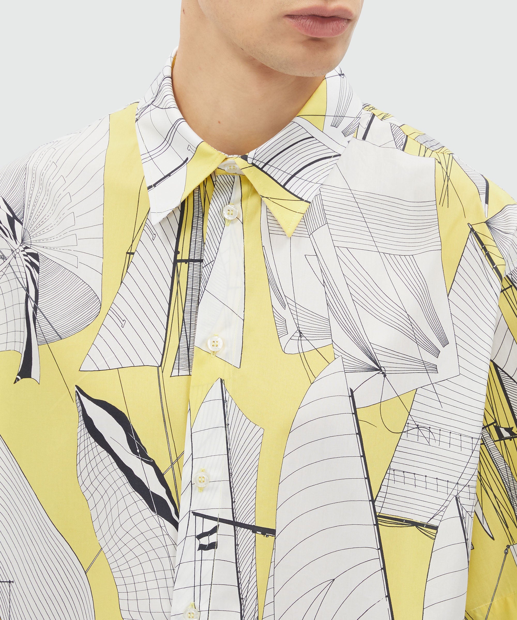 White poplin shirt with "Sail race" print - 5