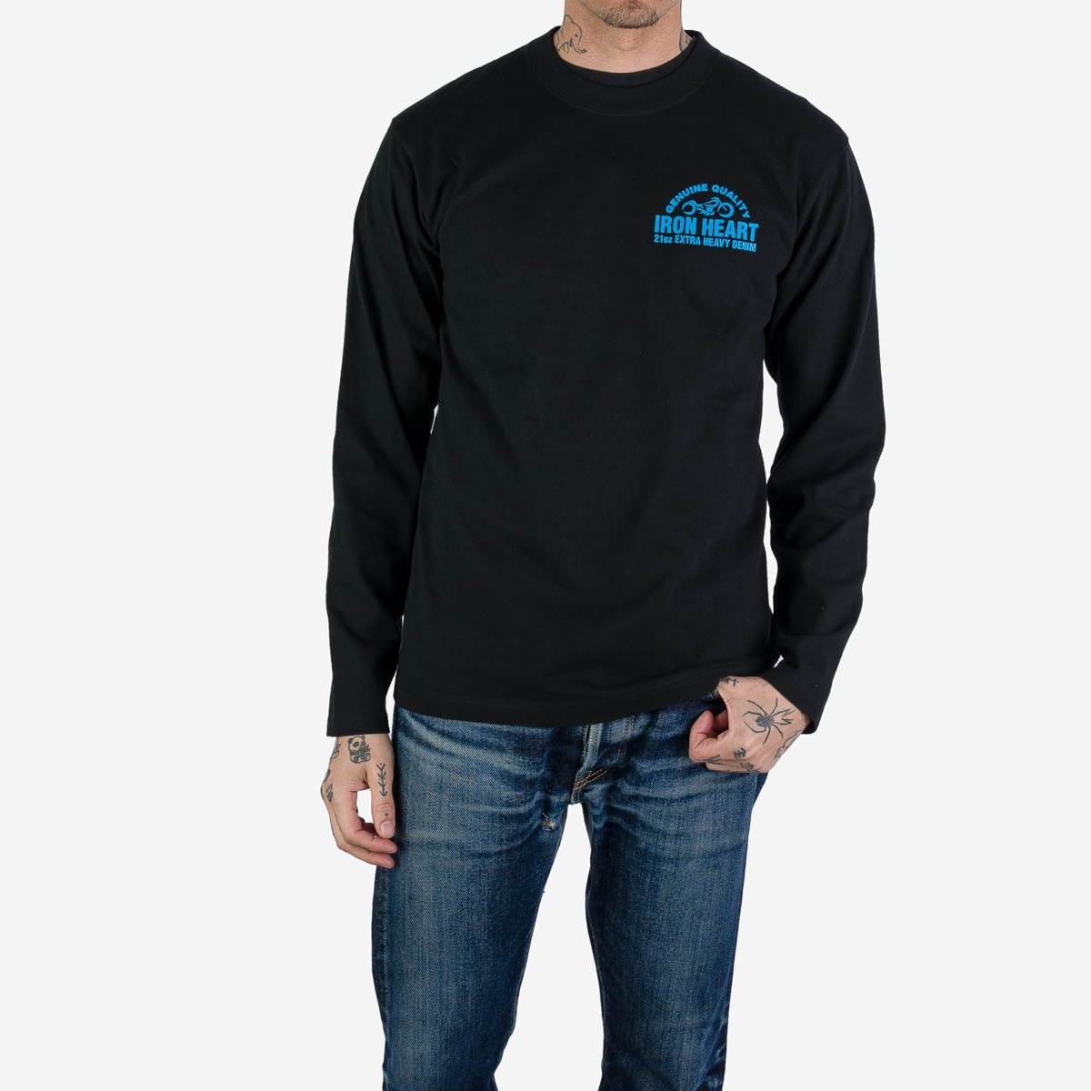 IHTL-2302-BLK 7.5oz Printed Loopwheel Crew Neck Long Sleeved T-Shirt - Black - 2