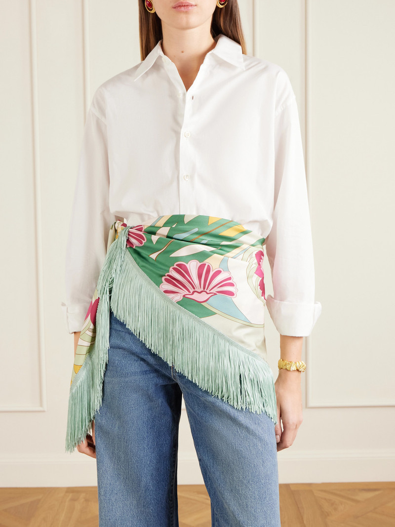 La DoubleJ Fringed Printed Silk-twill Scarf outlook