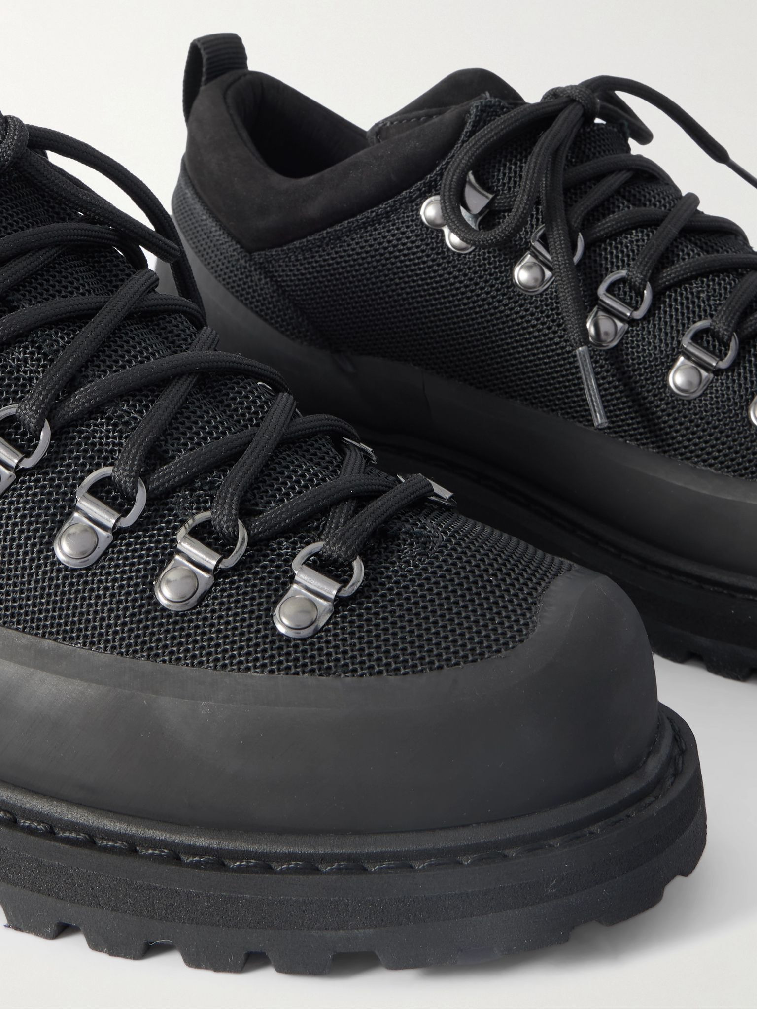 Roccia Basso Sport Rubber and Suede-Trimmed Tech-Shell Hiking Boots Black - 5