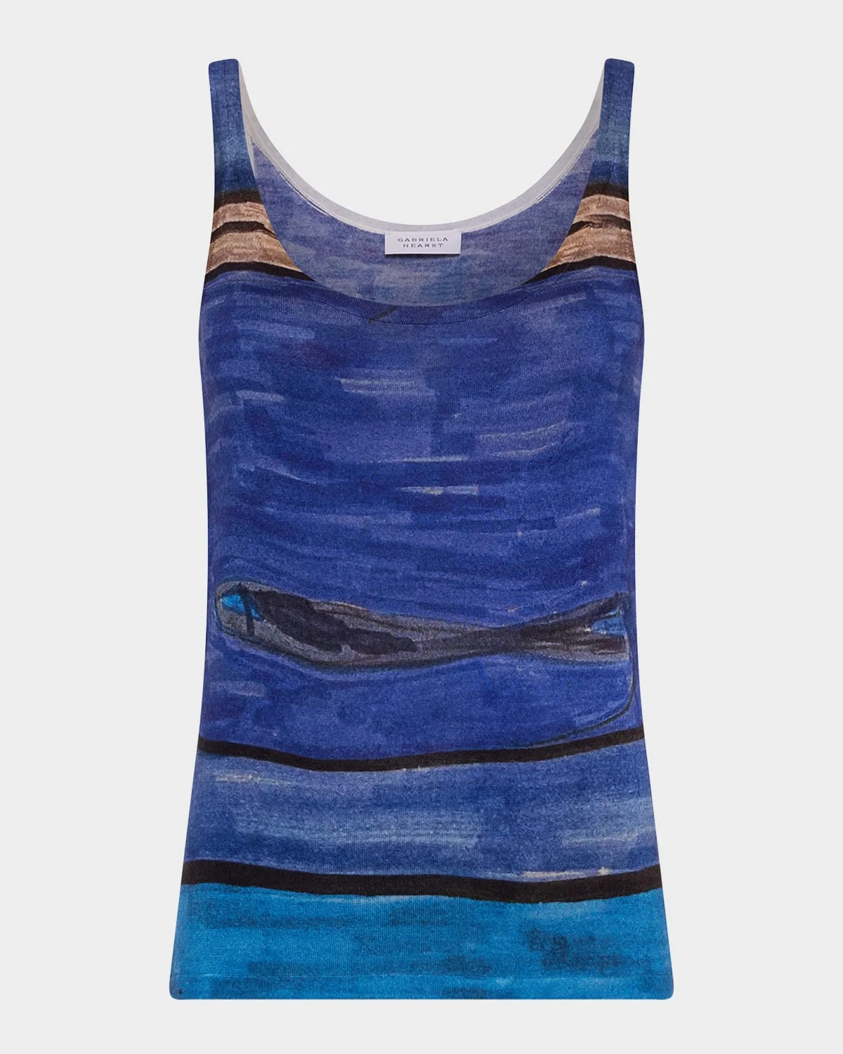 Ecliptor Scribble-Print Cashmere-Silk Knit Tank Top - 1