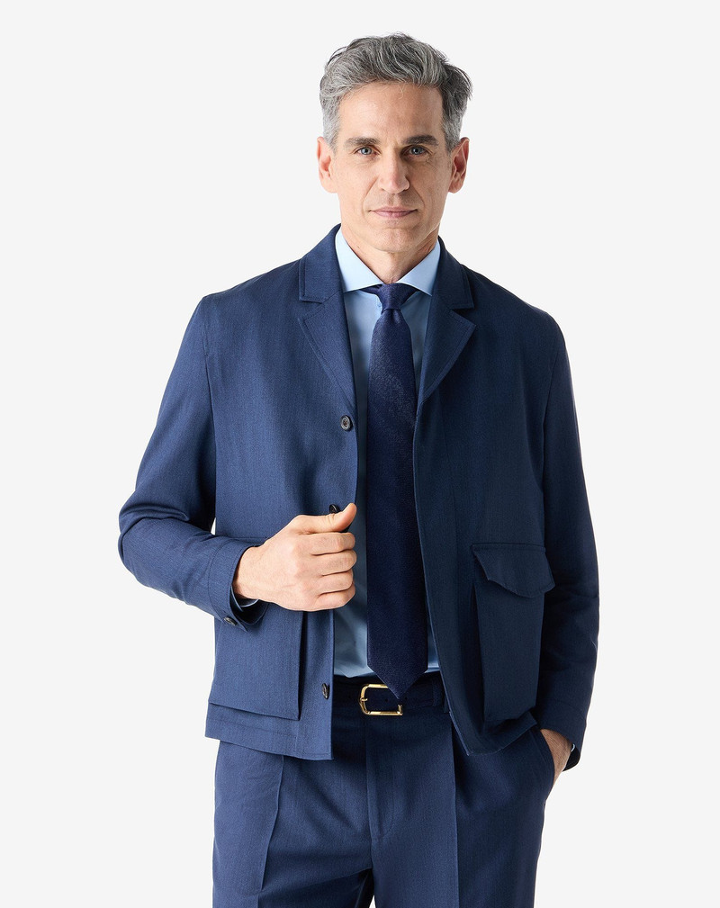 CORNELIANI Navy blue wool, silk and mohair overshirt outlook