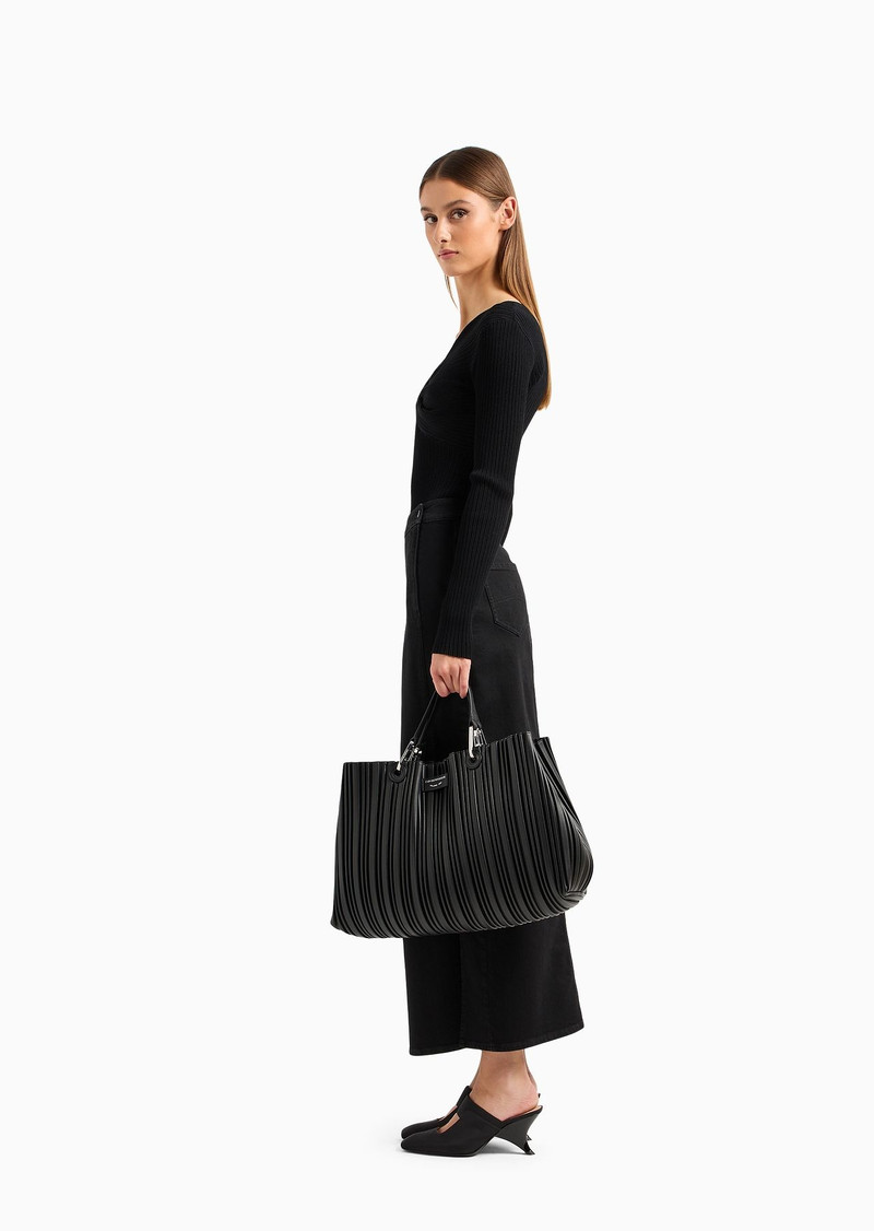 ASV medium MyEA shopper bag in pleated, recycled faux nappa leather 6