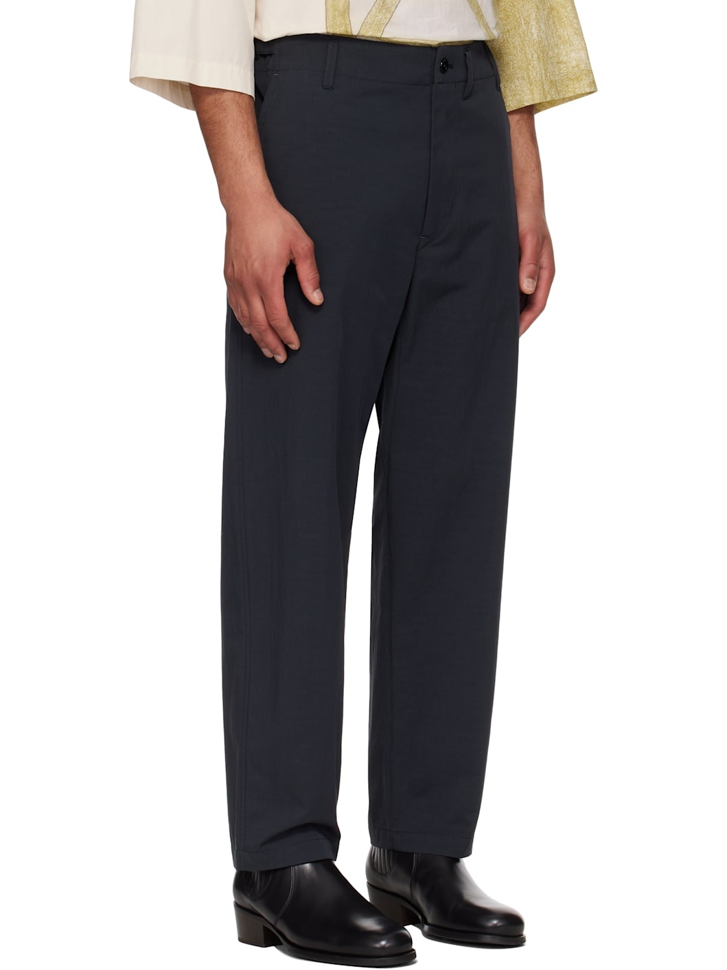 Navy Carrot Trousers - 2