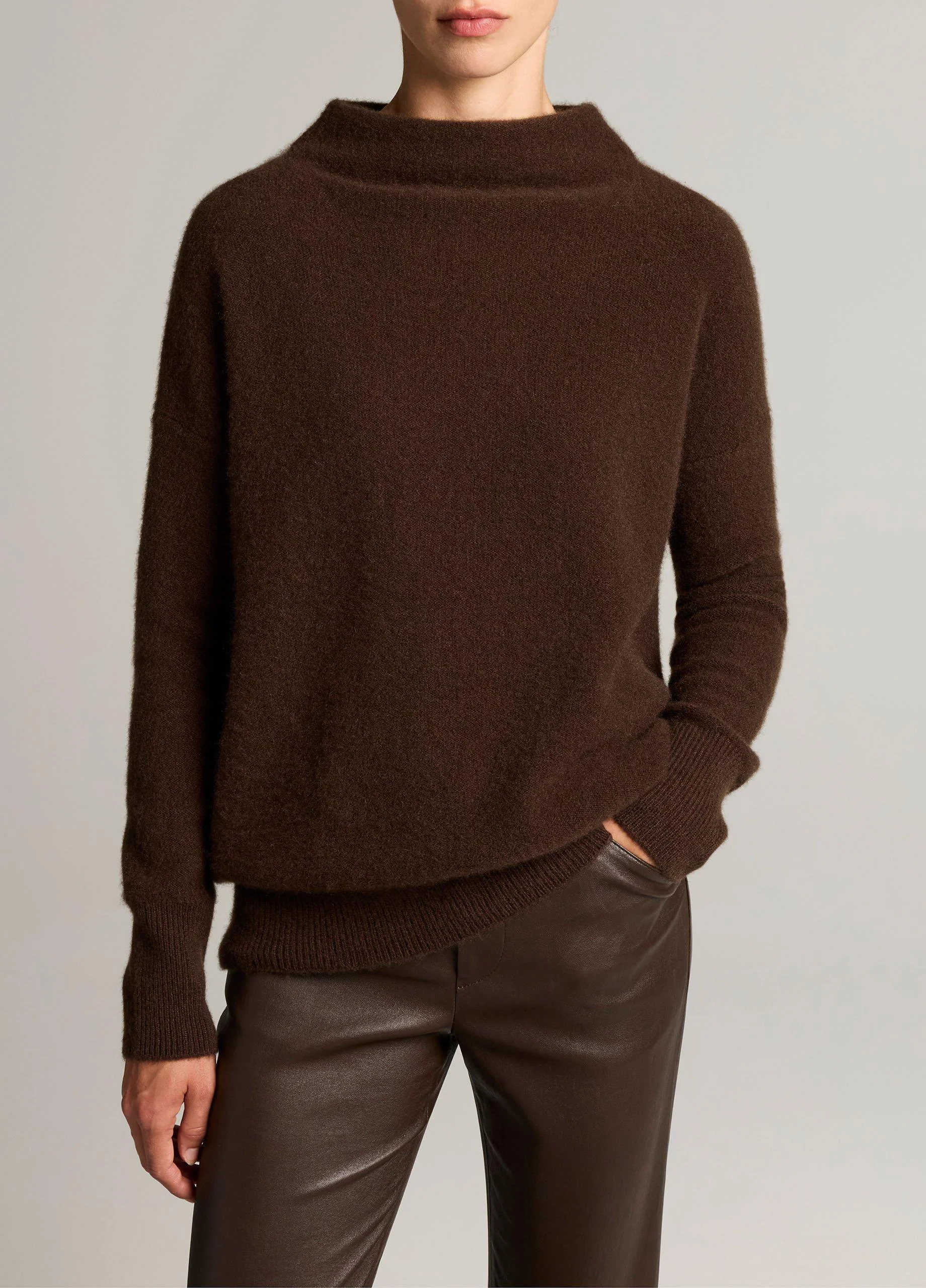 Plush Cashmere Funnel-Neck Sweater - 1