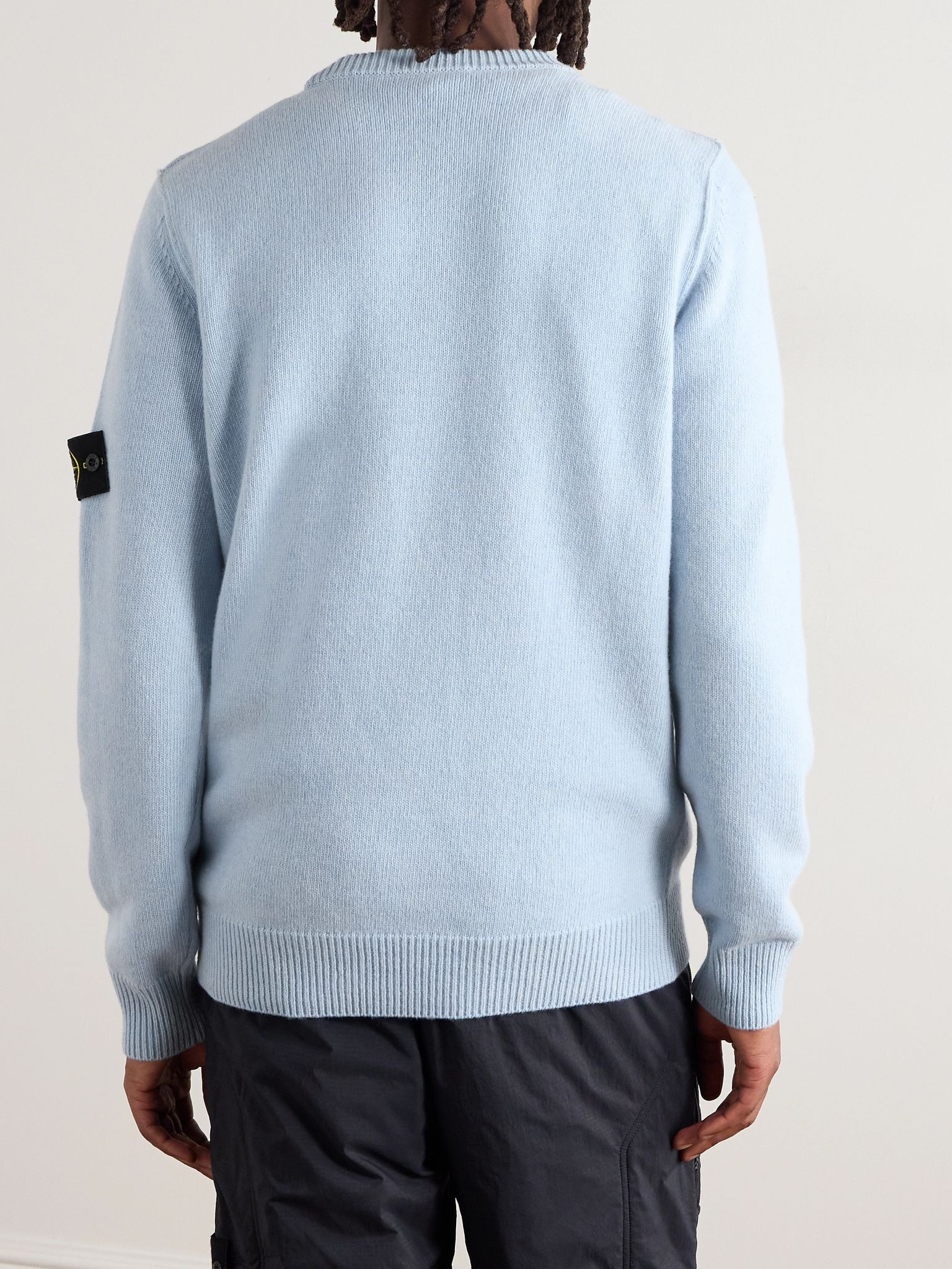Logo-Appliquéd Wool-Blend Sweater Blue - 3
