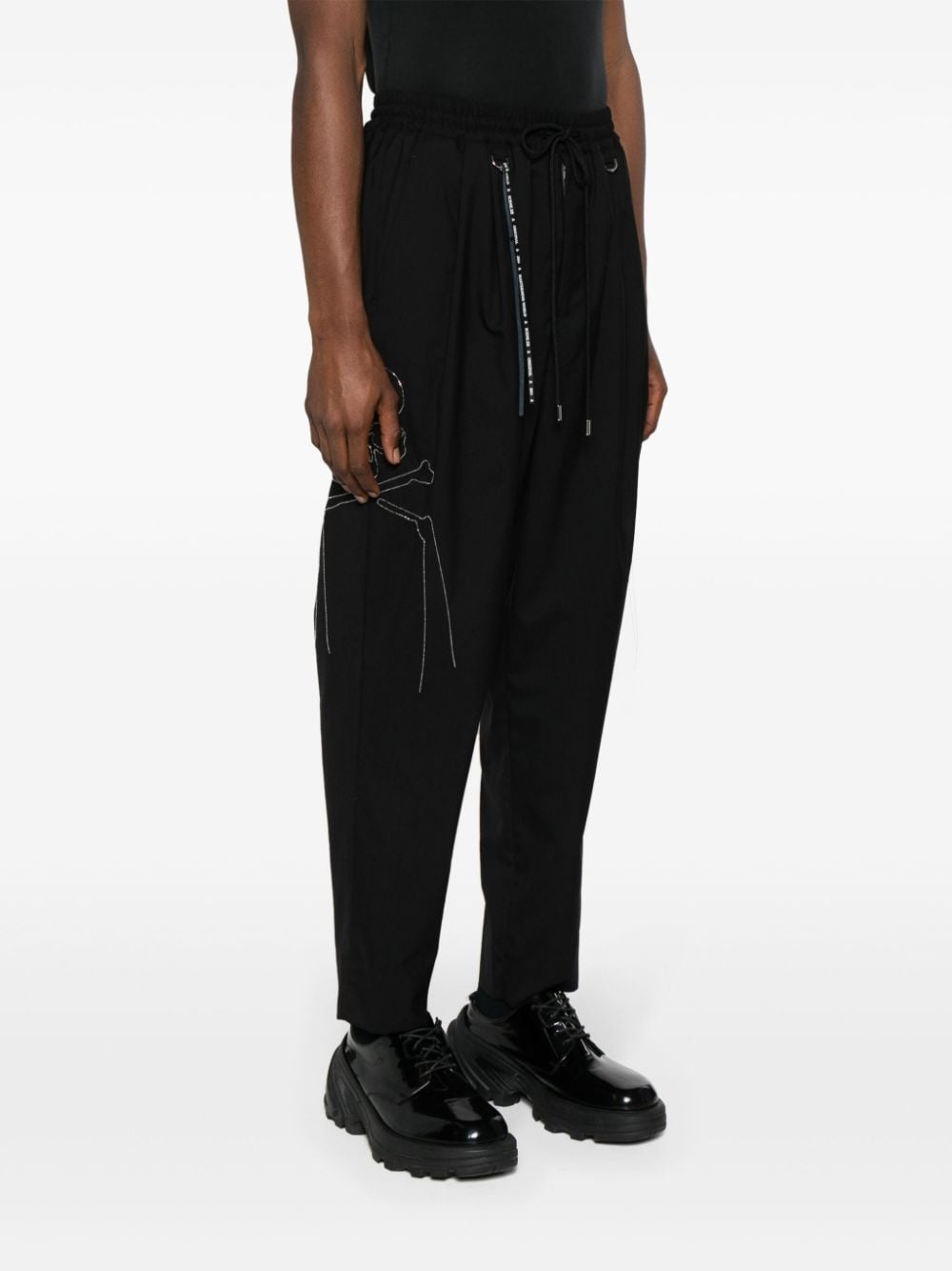 beaded-skulls wool trousers - 3