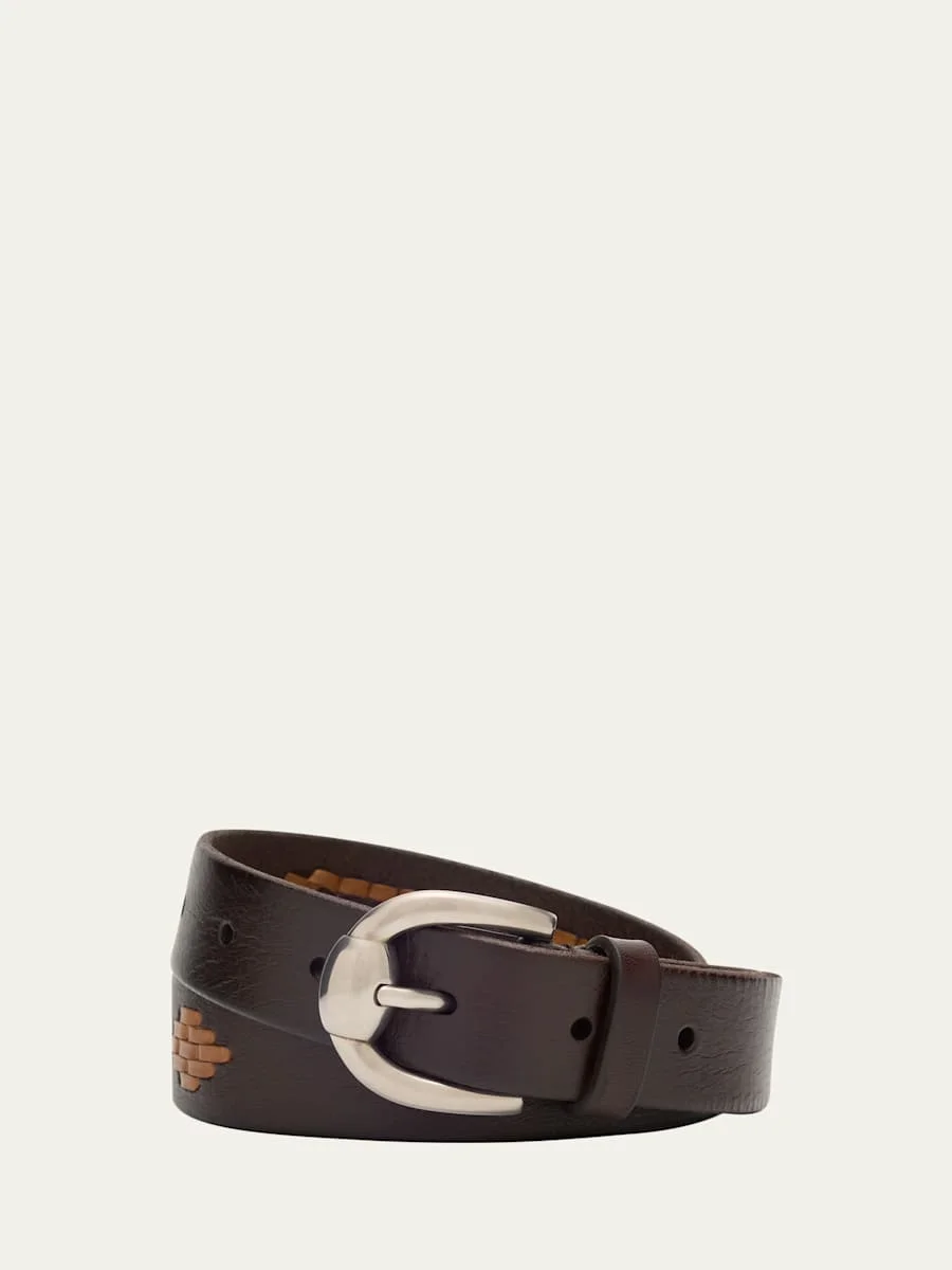 Men's Stitched Leather Belt - 1
