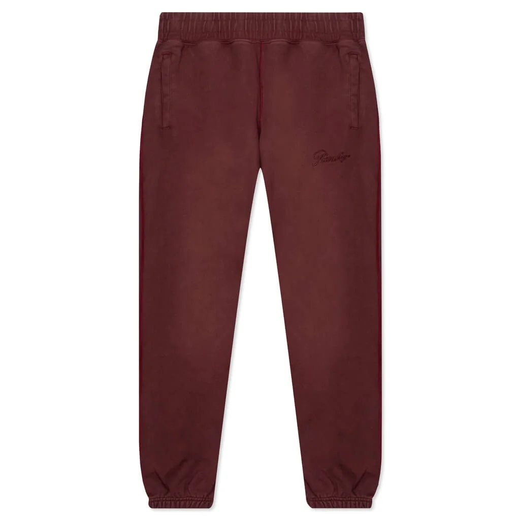 AWAKE SUNBLEACHED LOGO SWEATPANTS - MAROON - 1