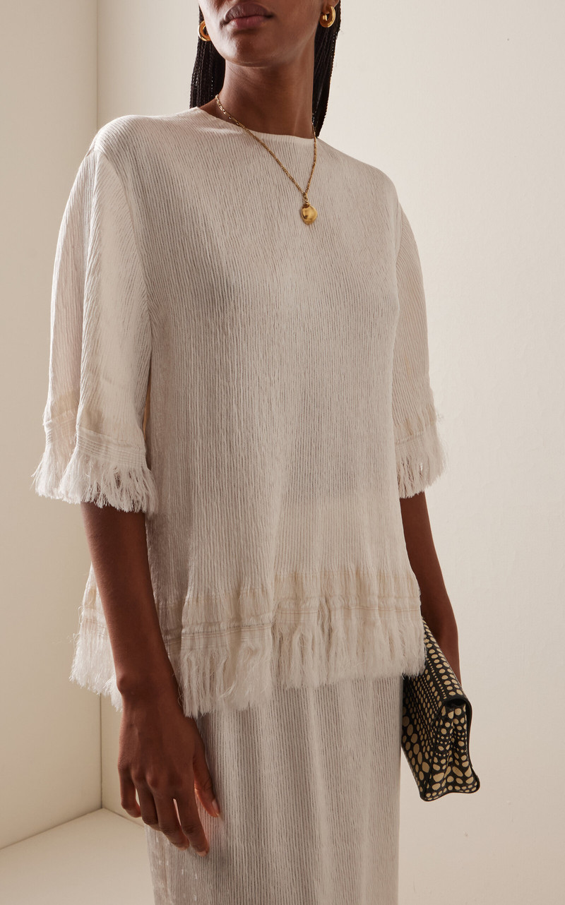 FFORME Anais Frayed Silk T-Shirt white outlook